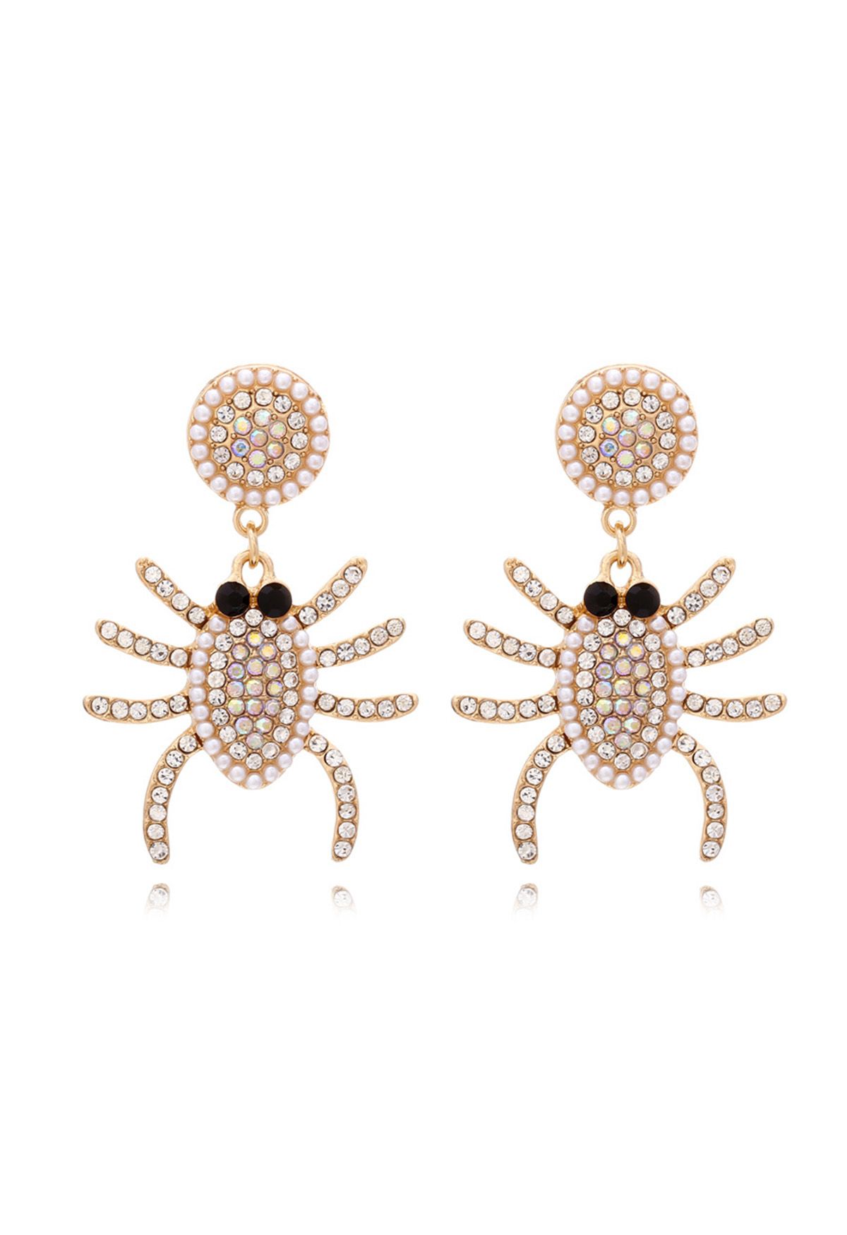 Full Pearl Spider Zircon Drop Earrings