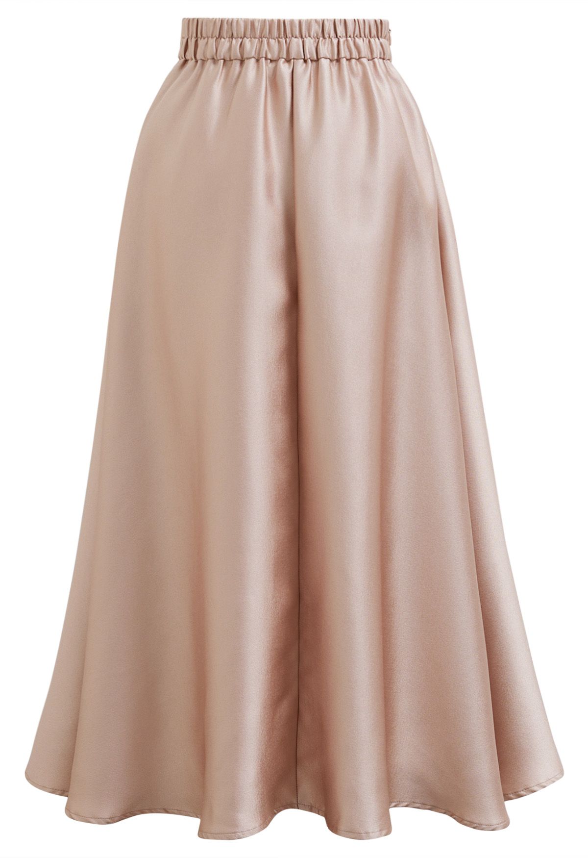 Sleek Side Pockets Pleated A-Line Midi Skirt in Coral