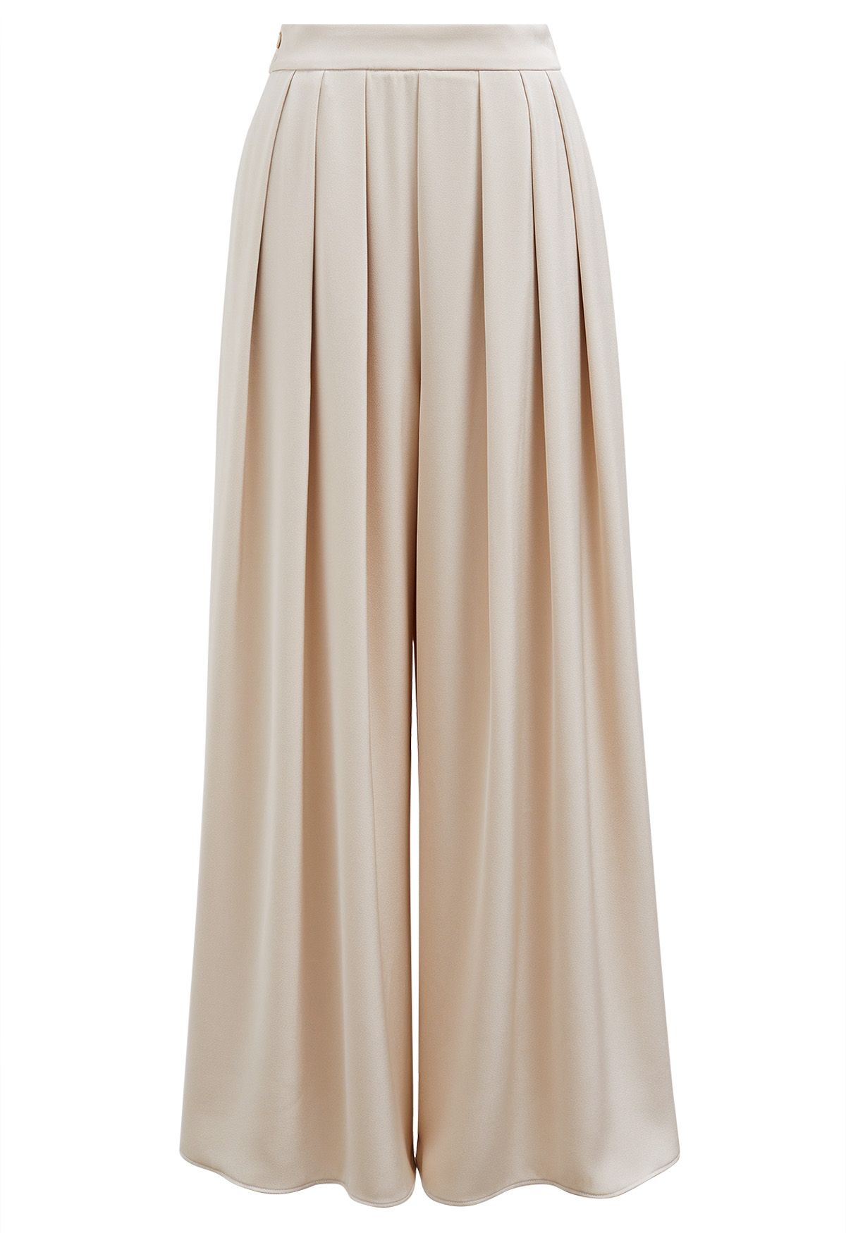 Fanciful Pleats Wide-Leg Pants in Champagne