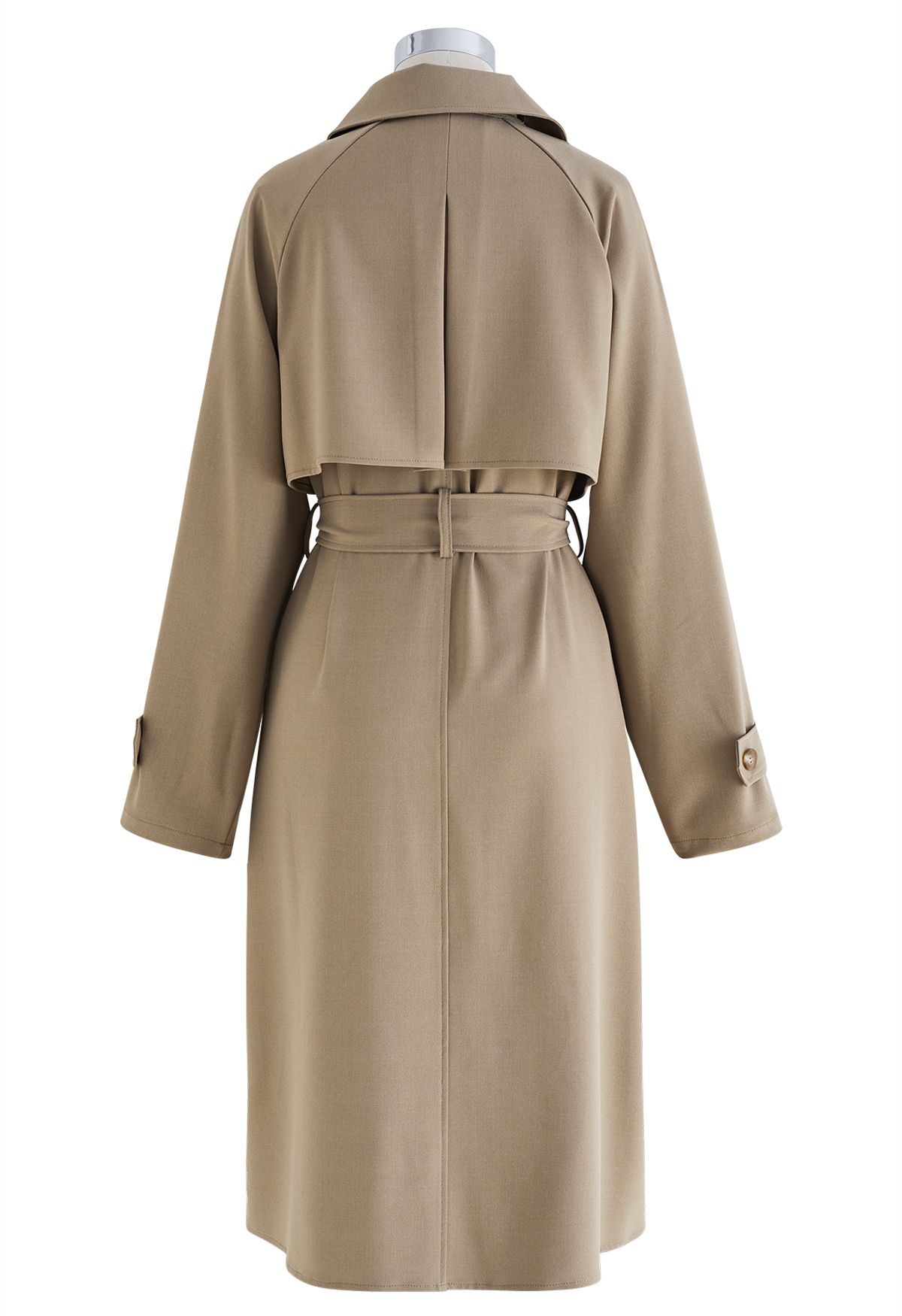 Single-Breasted Belted Trench Coat in Camel