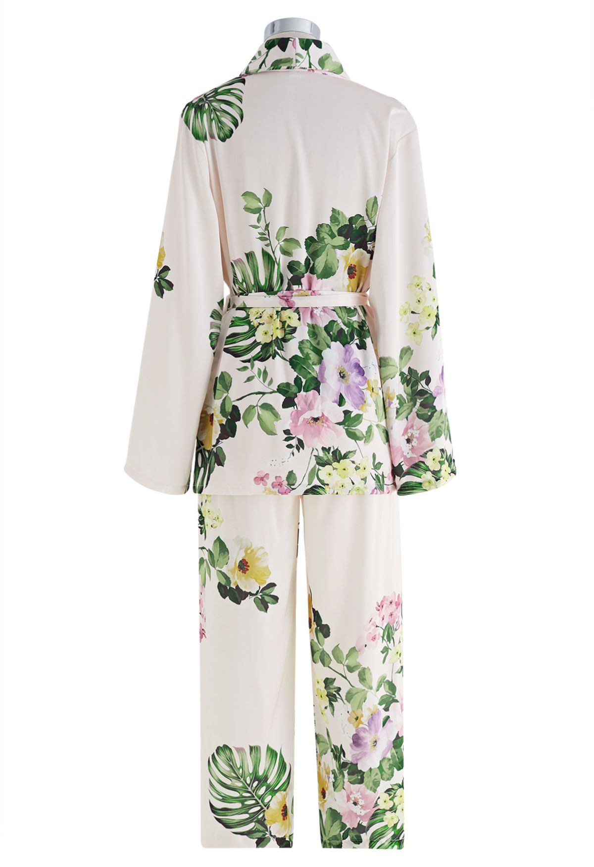 Various Flower Print Two-Piece Pajama Set in Ivory