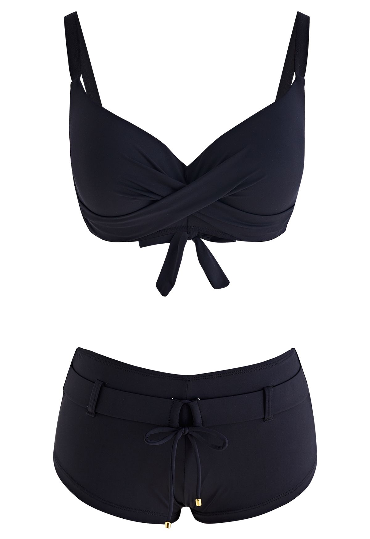 Solid Black Underwire Bikini Set