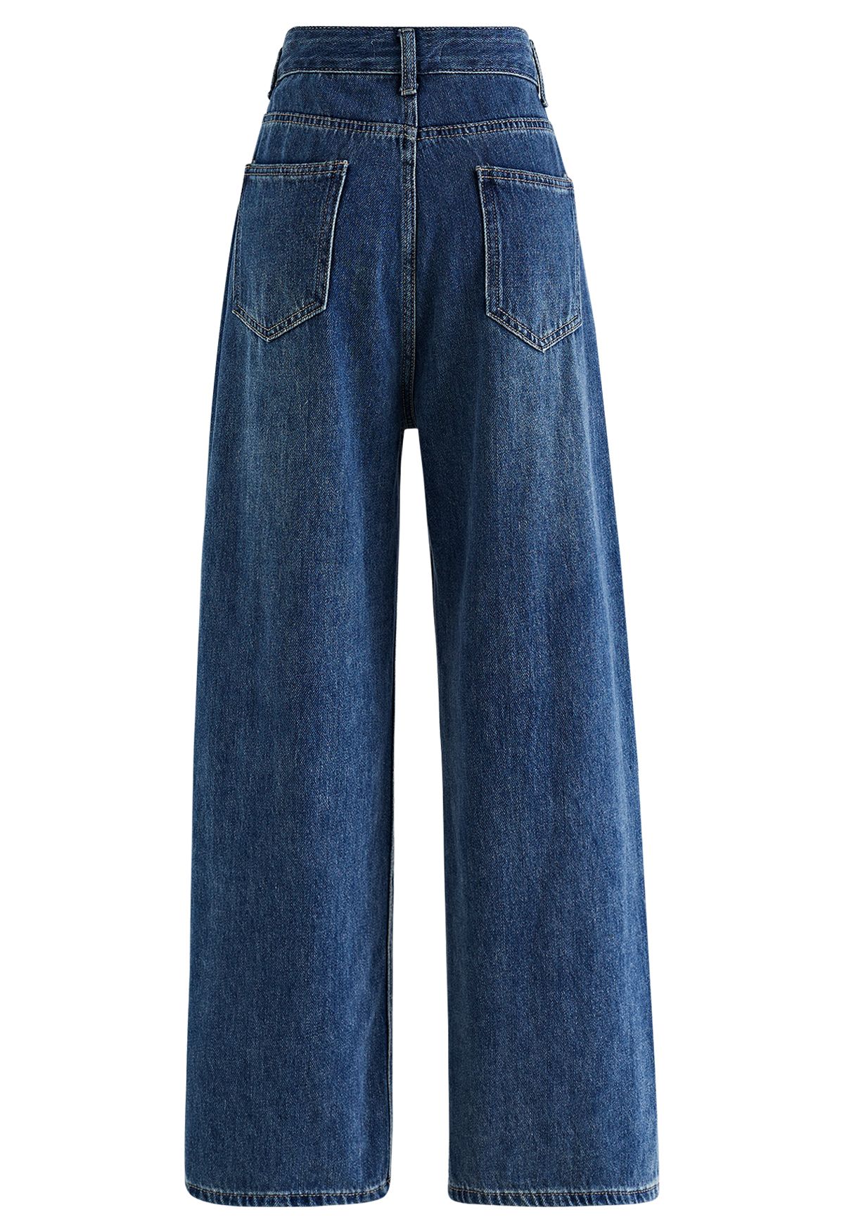 Fake Double-Layer Pocket Wide Leg Jeans