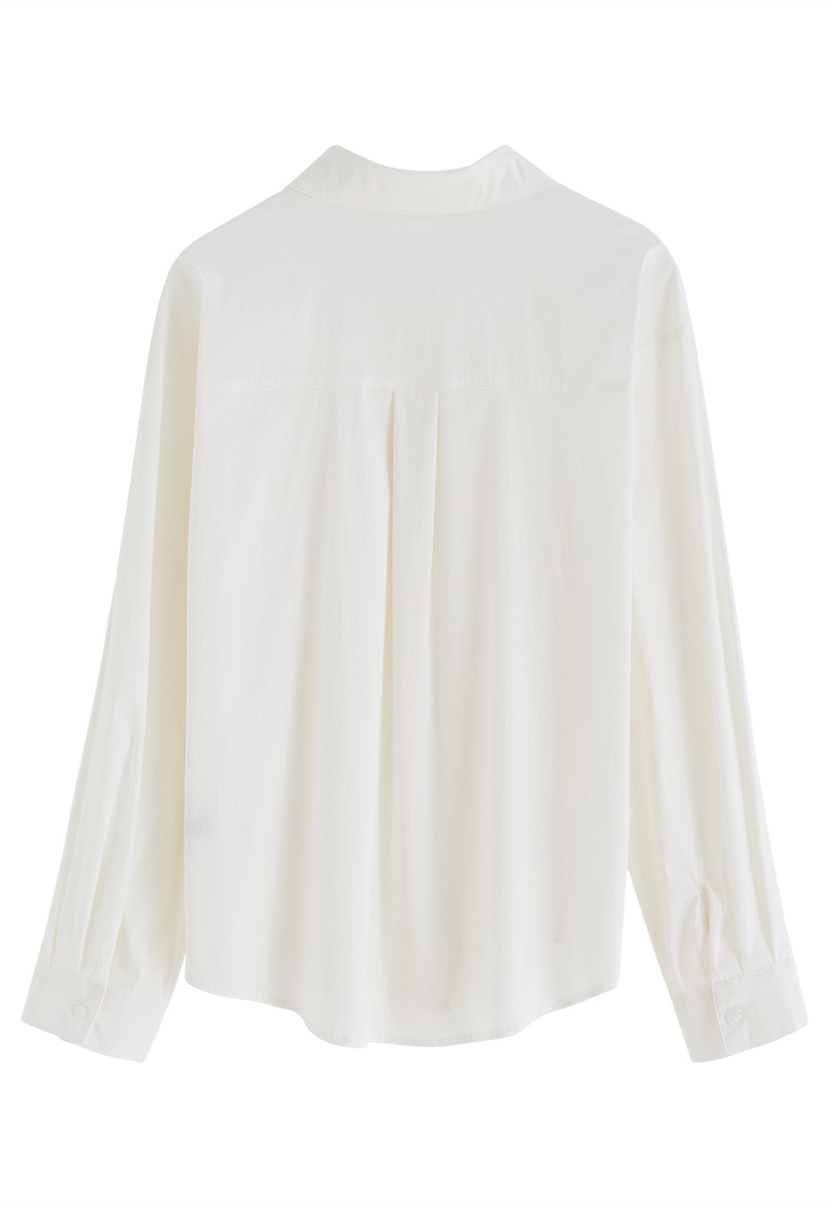 Pleated Patch Bust Cotton Shirt in Cream