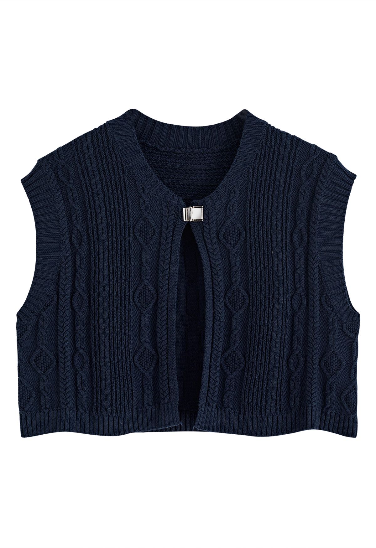 Endearing Braid Texture Vest in Navy