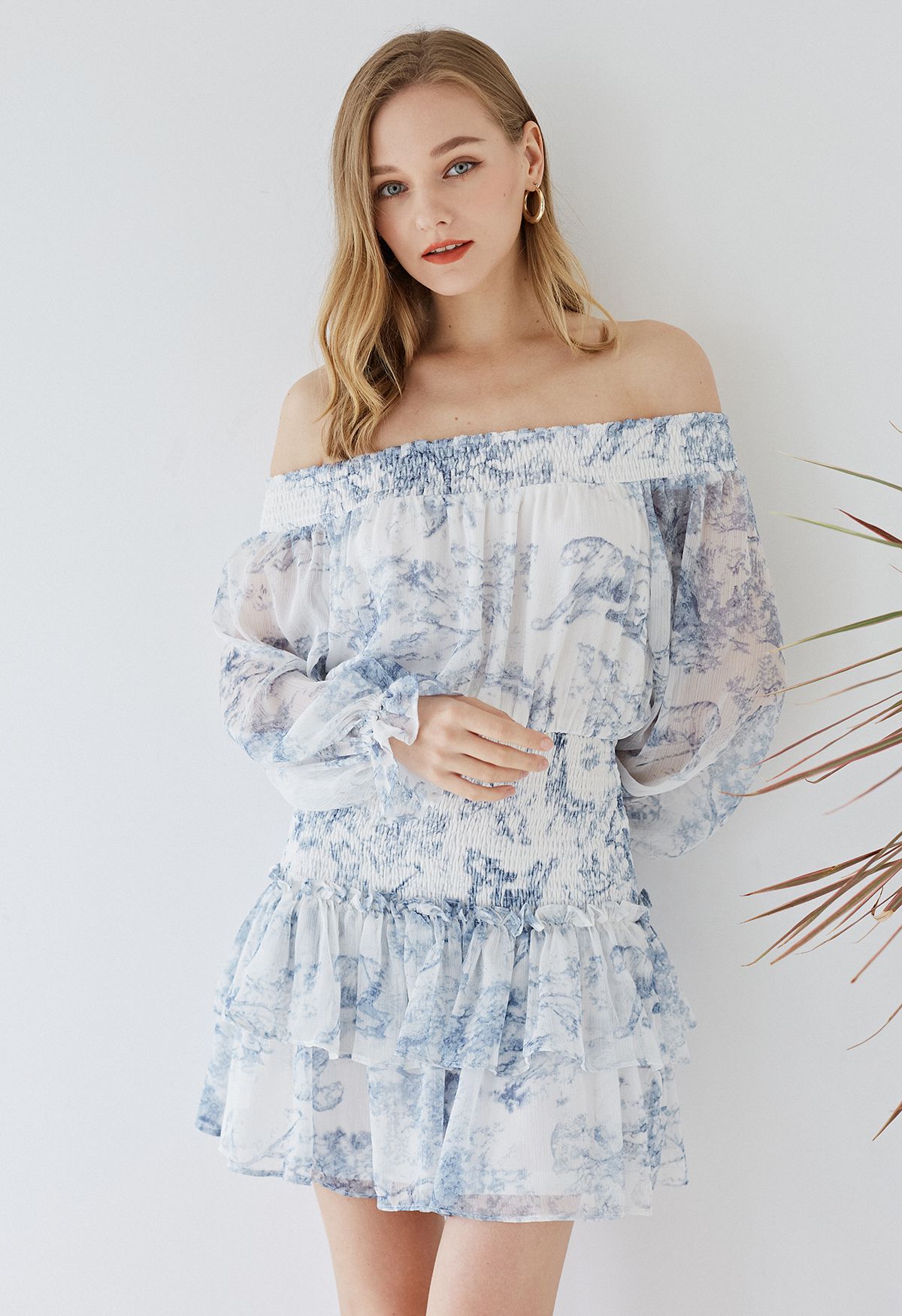 Fairyland Off-Shoulder Tiered Ruffle Mini Dress - Retro, Indie and ...