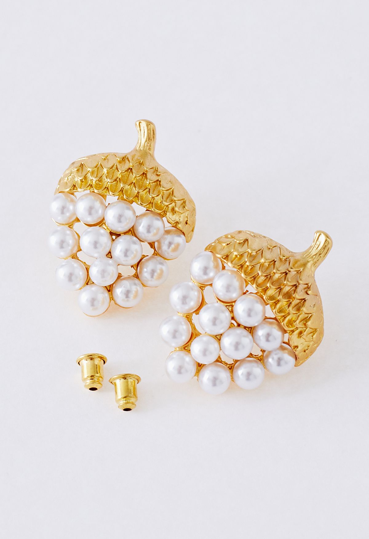 Pearly Gold Strawberry Earrings