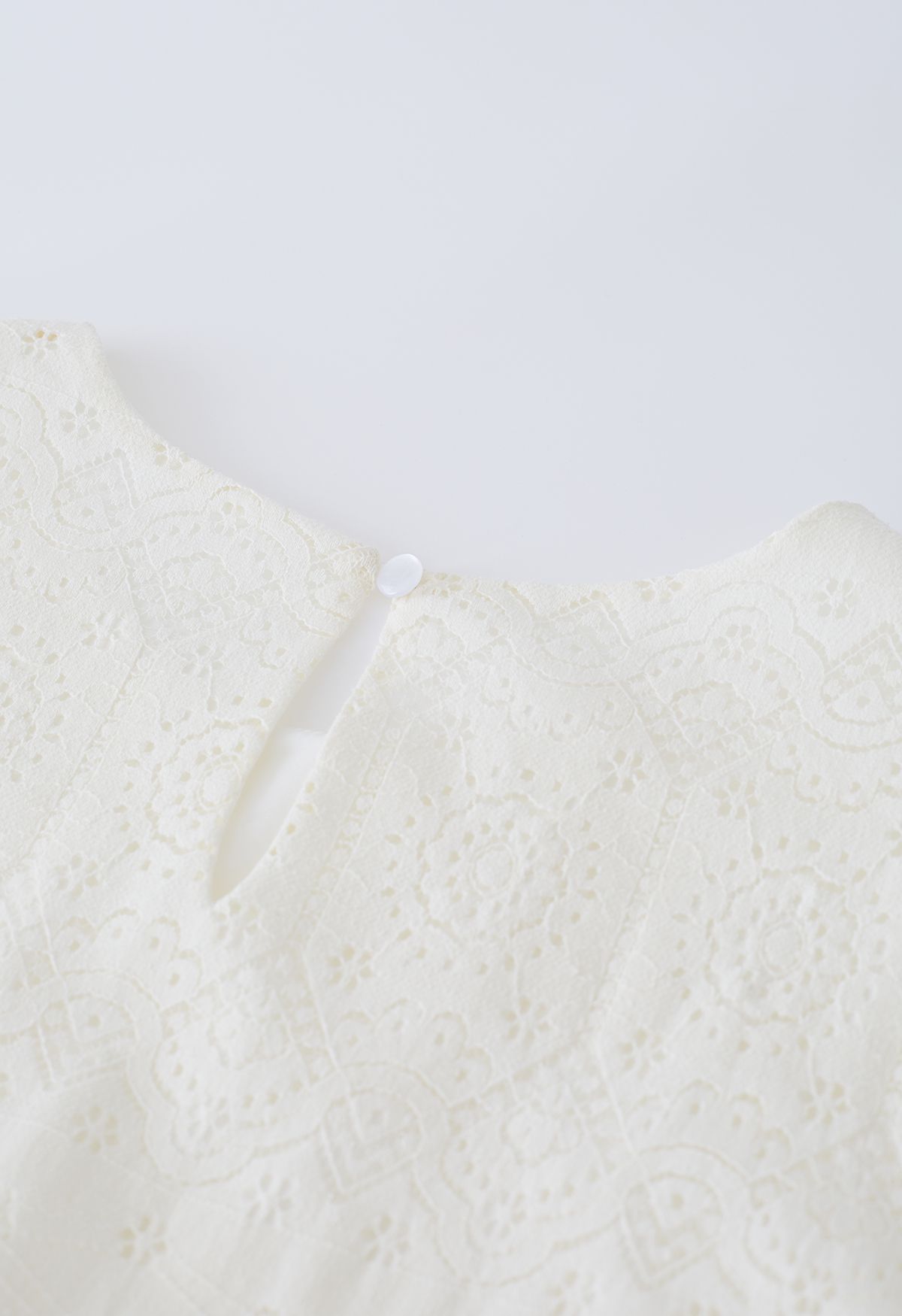 Delicate Floral Cutwork Midi Dress in Cream - Retro, Indie and Unique ...