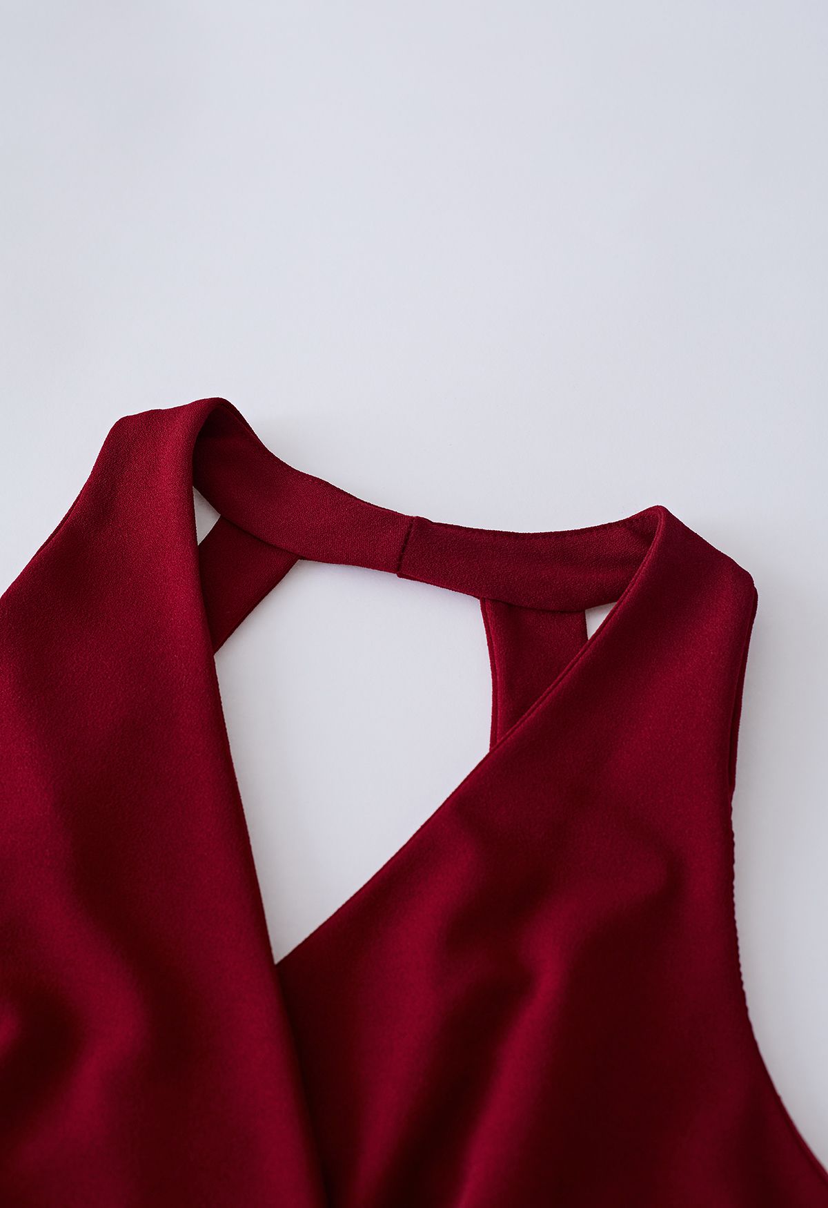 Tulip Hem Ruched Wrap Dress in Burgundy