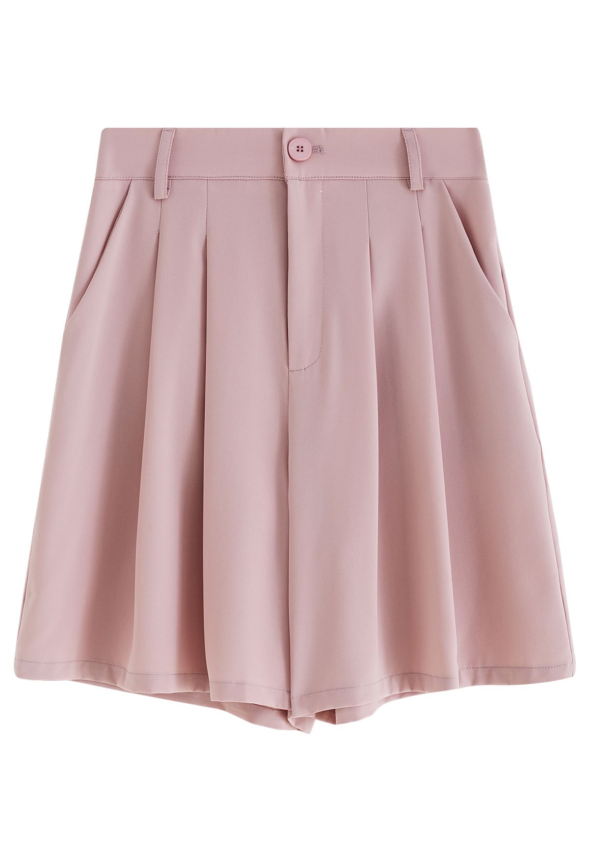 Pleated Detail Side Pockets Shorts in Pink