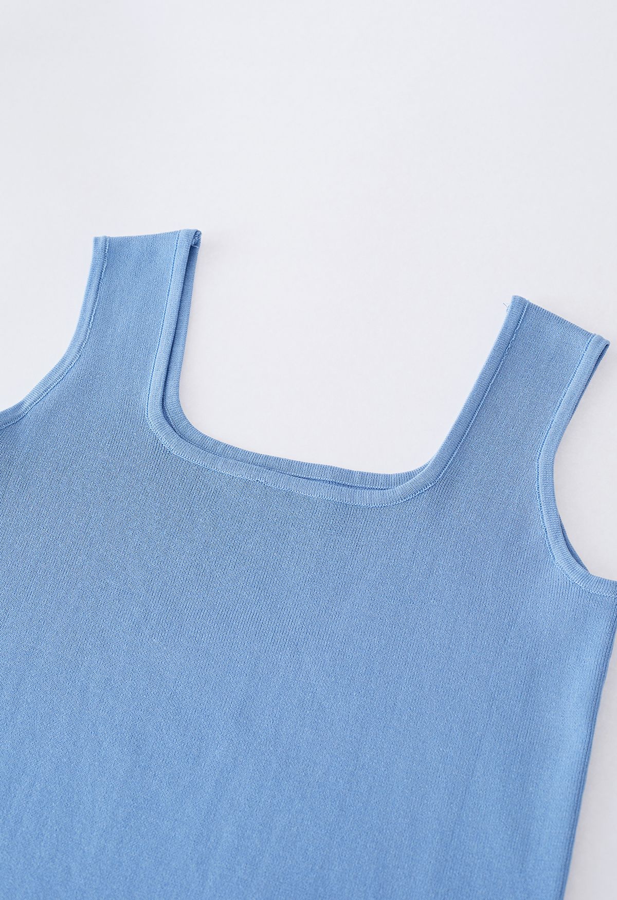 Chic Square Neck Knit Tank Top in Blue