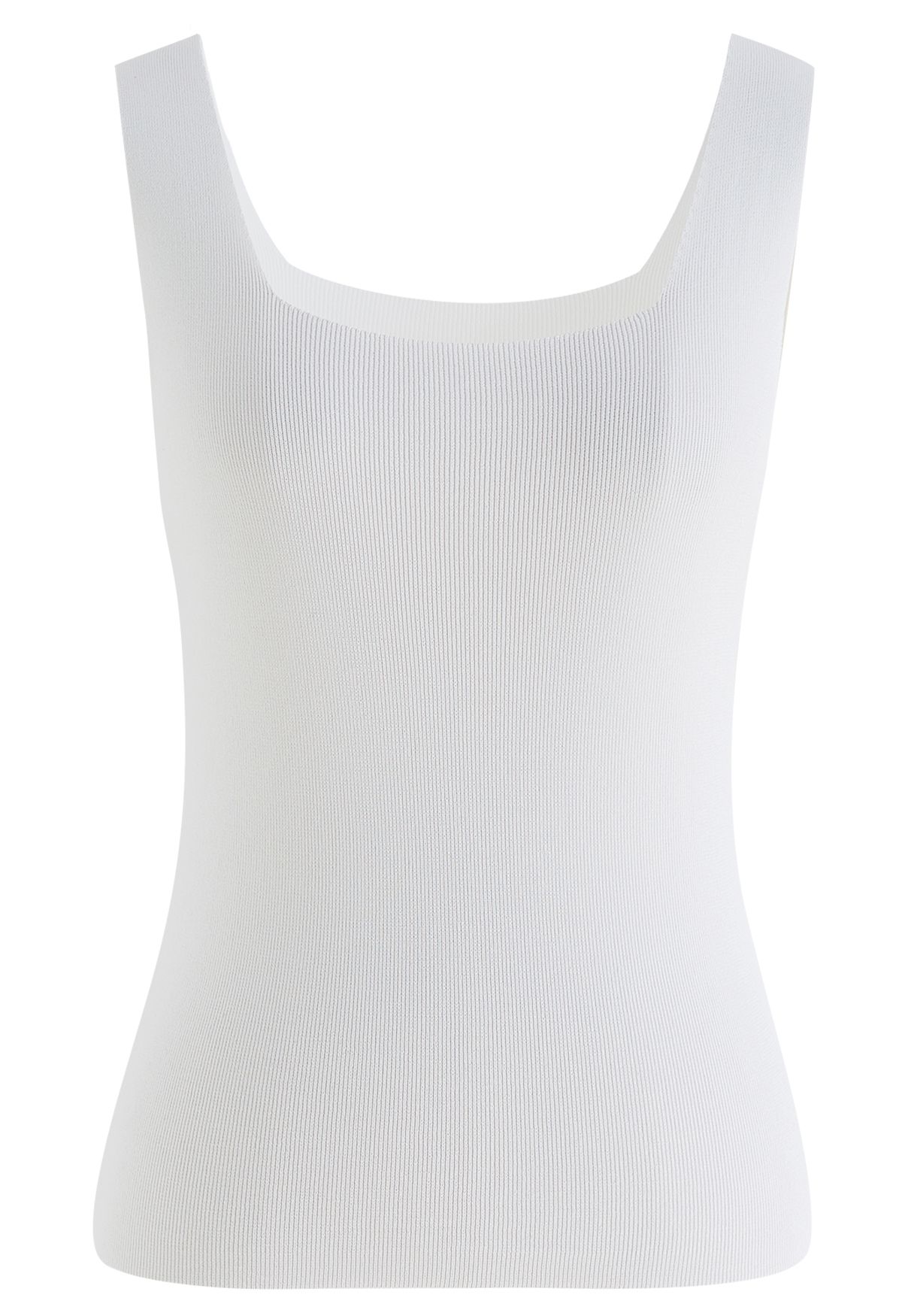 Raw-Cut Edge Knit Tank Top in White