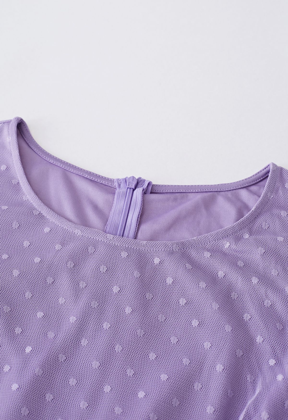 Lovely Dotted Mesh Maxi Dress in Lilac