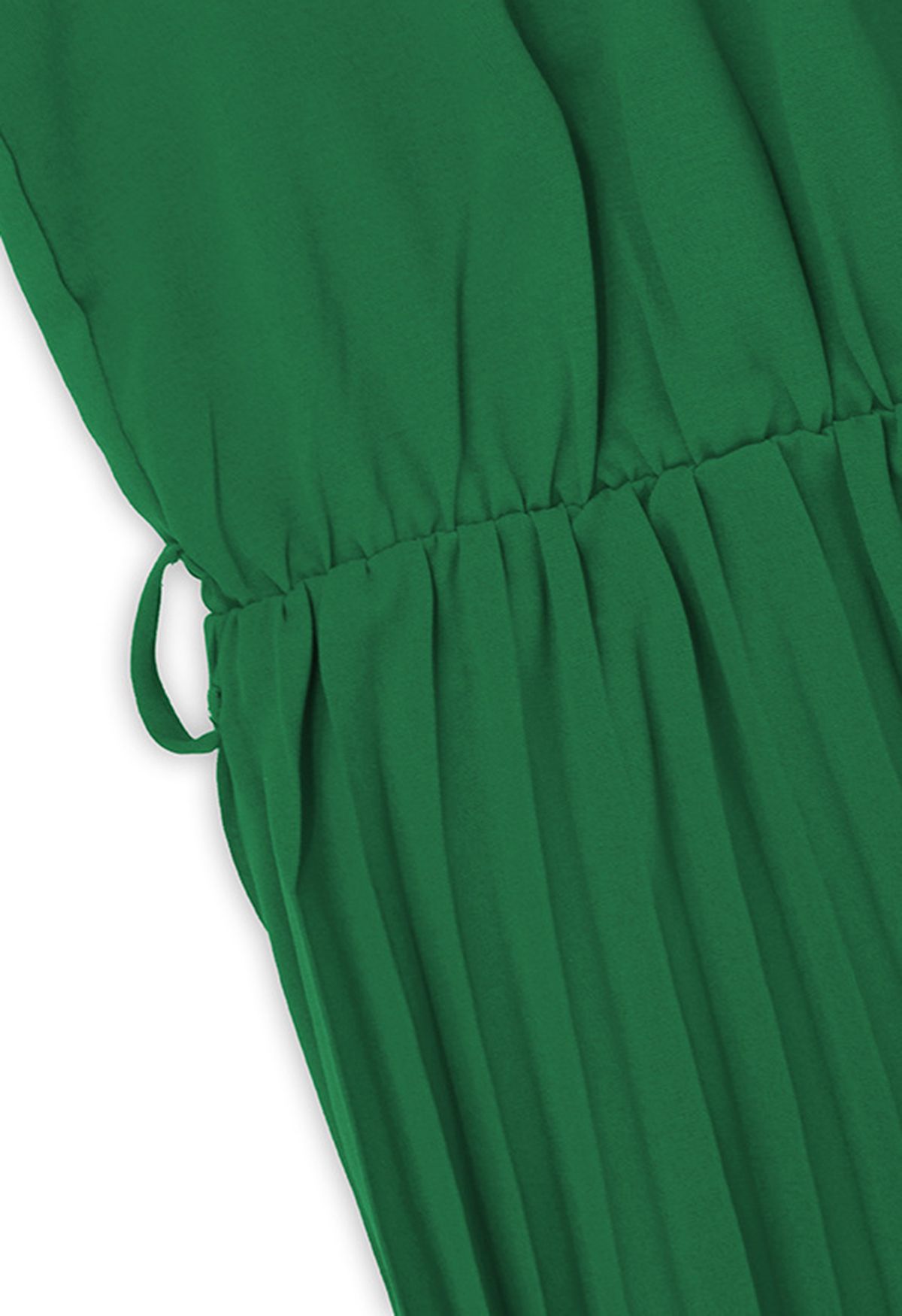 Halter Neck Tie Waist Pleated Dress in Green