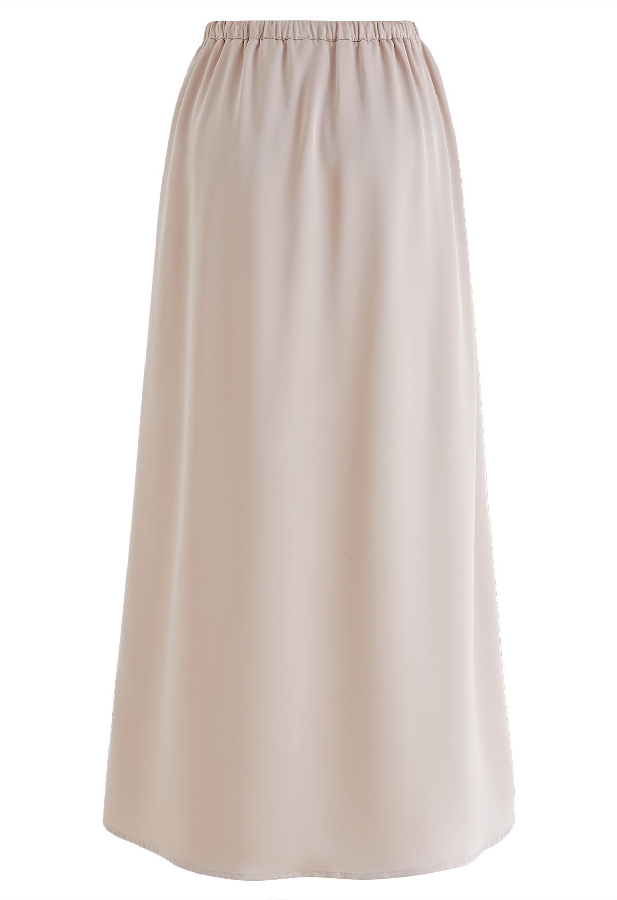 Elastic Drawstring Waist Satin Maxi Skirt in Blush