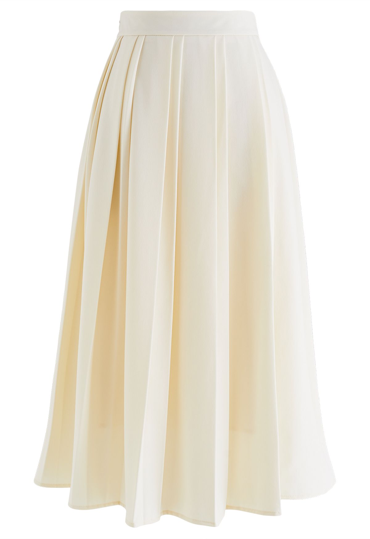 Double Pleated Midi Skirt in Cream