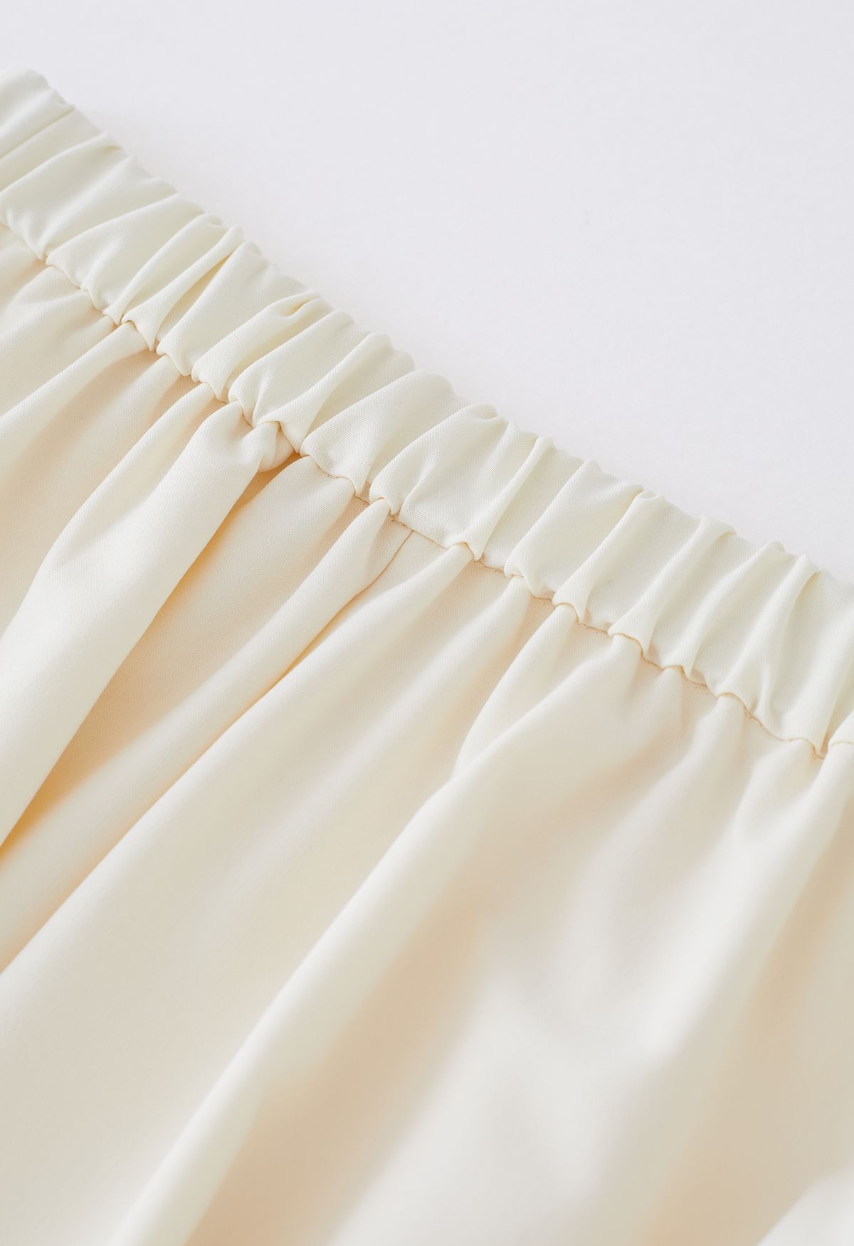 Double Pleated Midi Skirt in Cream