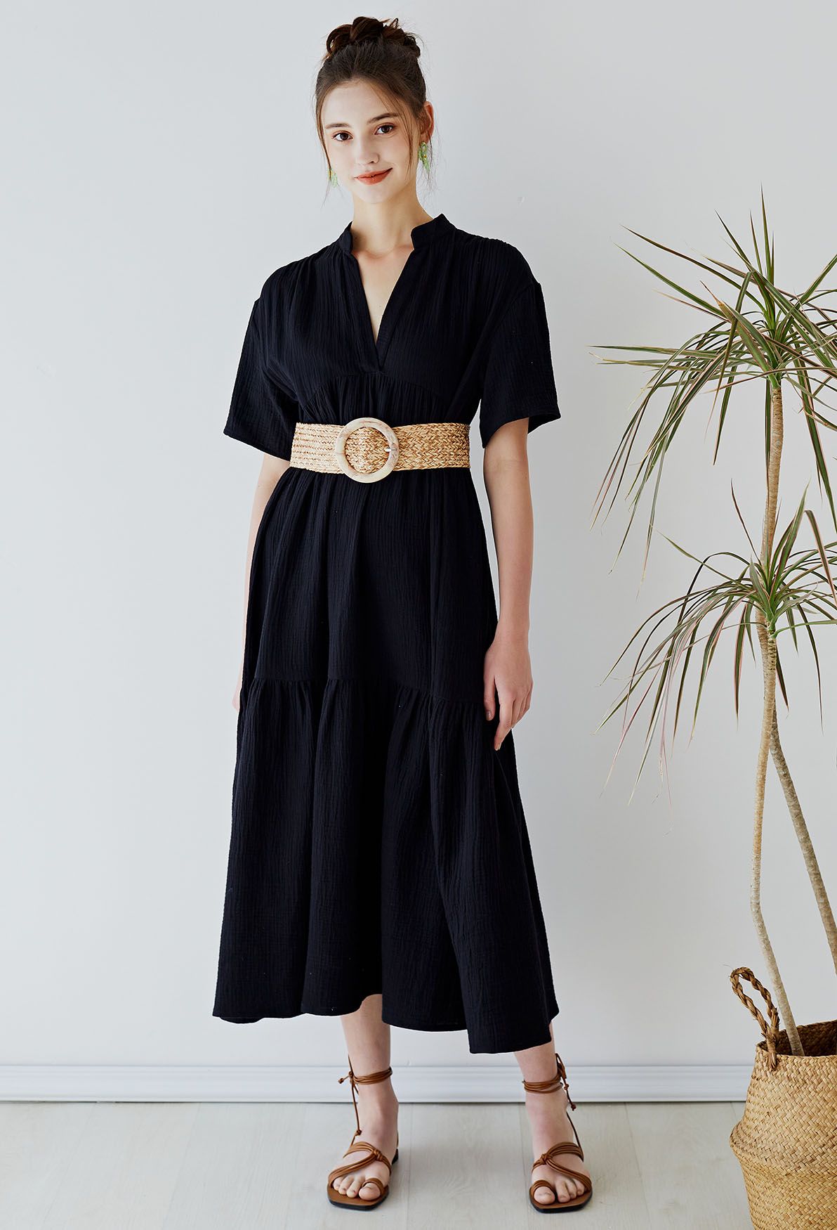 Laidback Flowy Maxi Dress in Black