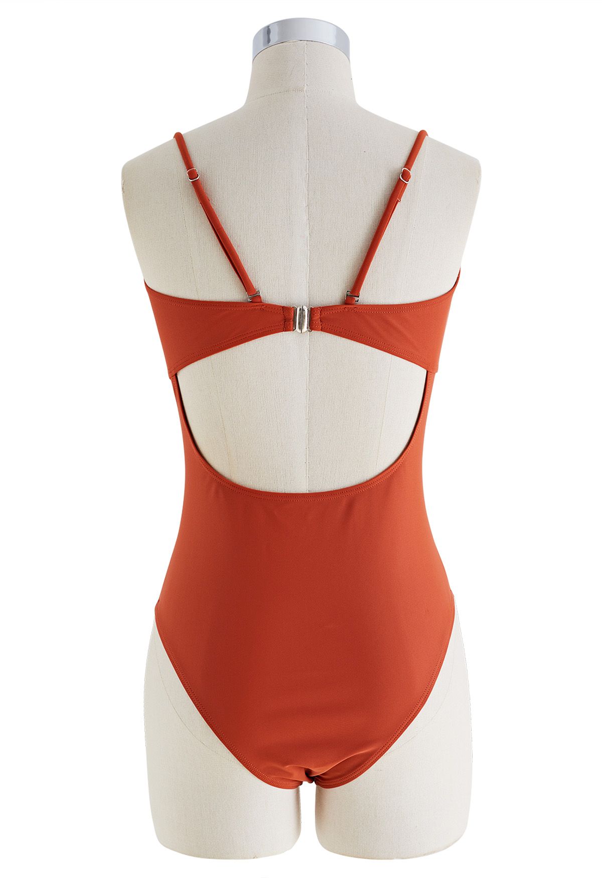 Twisted Front Cutout Swimsuit in Rust Red