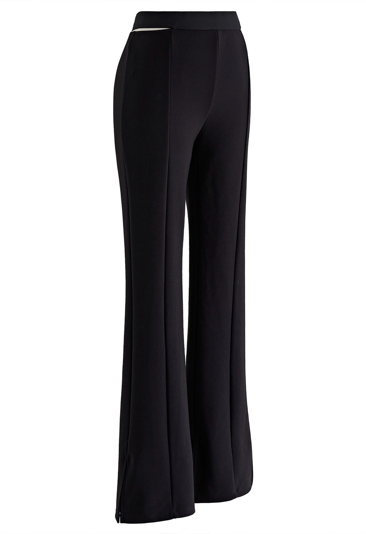 Cut Out Waist Slit Flare Pants