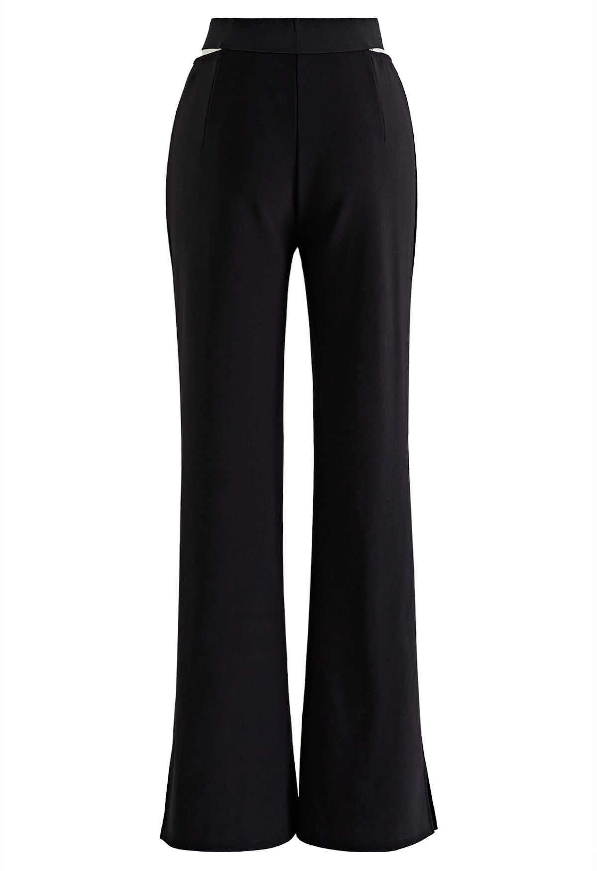 Cut Out Waist Slit Flare Pants