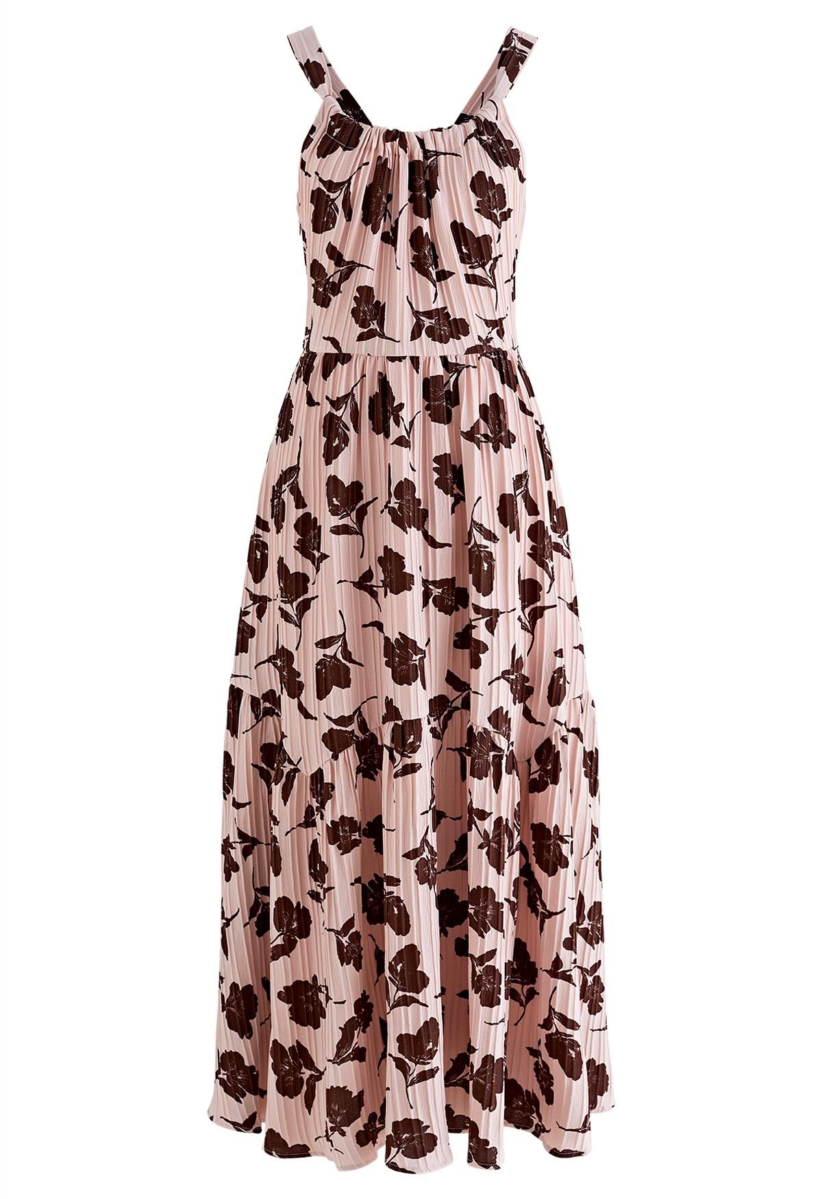 Falling Posy Printed Tie Back Midi Dress