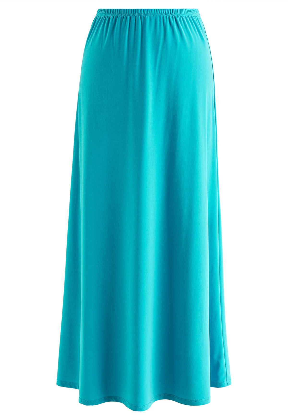 Solid Color Comfy Maxi Skirt in Blue