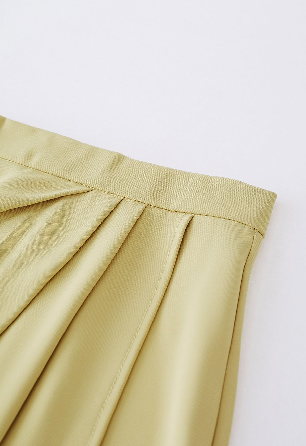 Side Pleated Flap Midi Skirt in Yellow