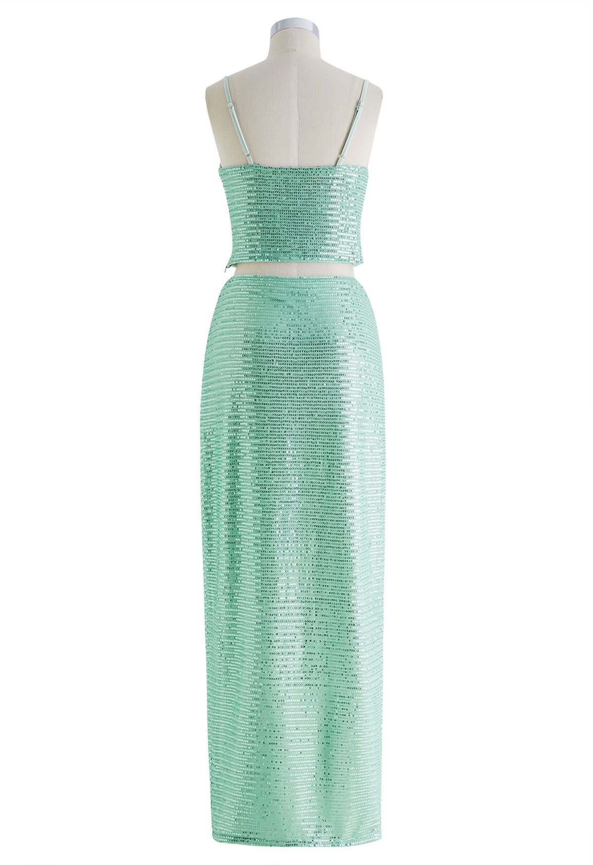 Sparkling Sequin Cami Top and High Slit Skirt Set