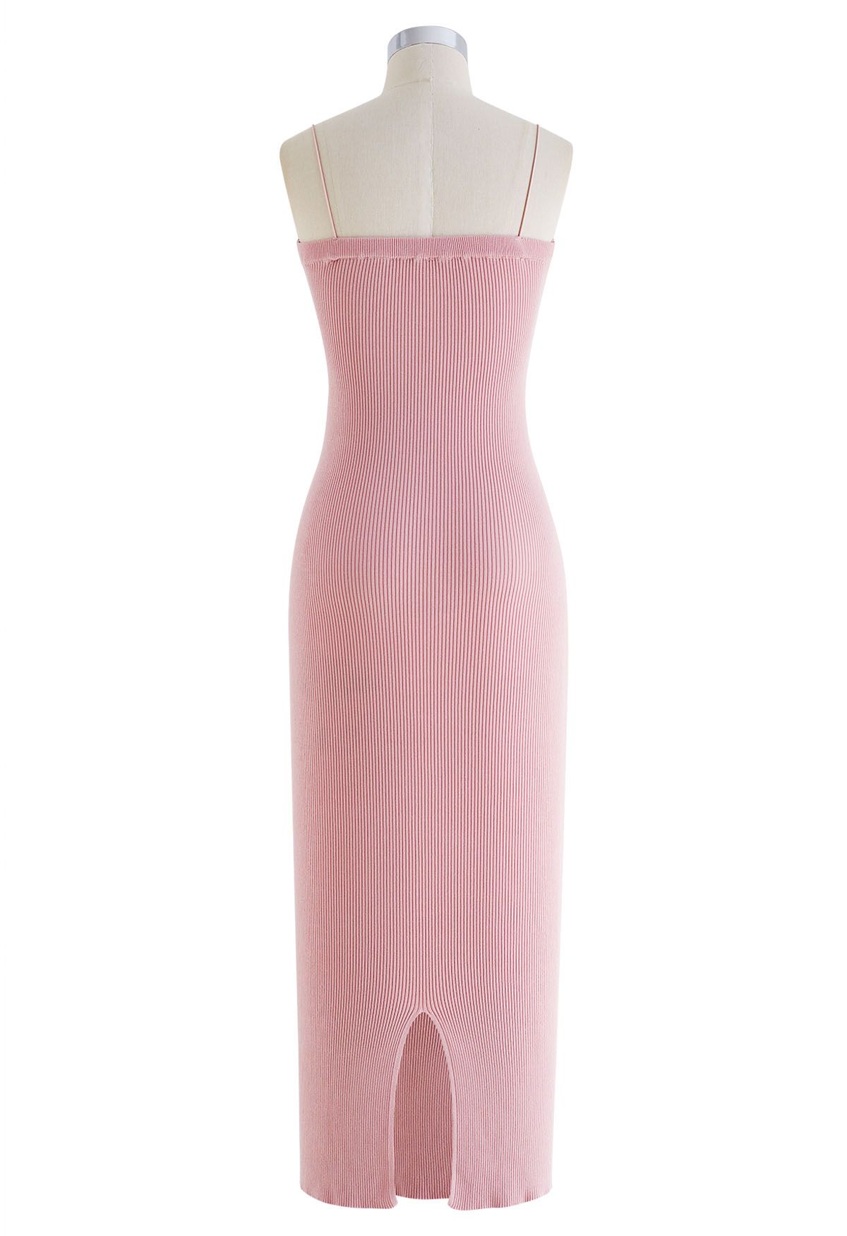 Twist Front Bodycon Knit Cami Dress in Pink