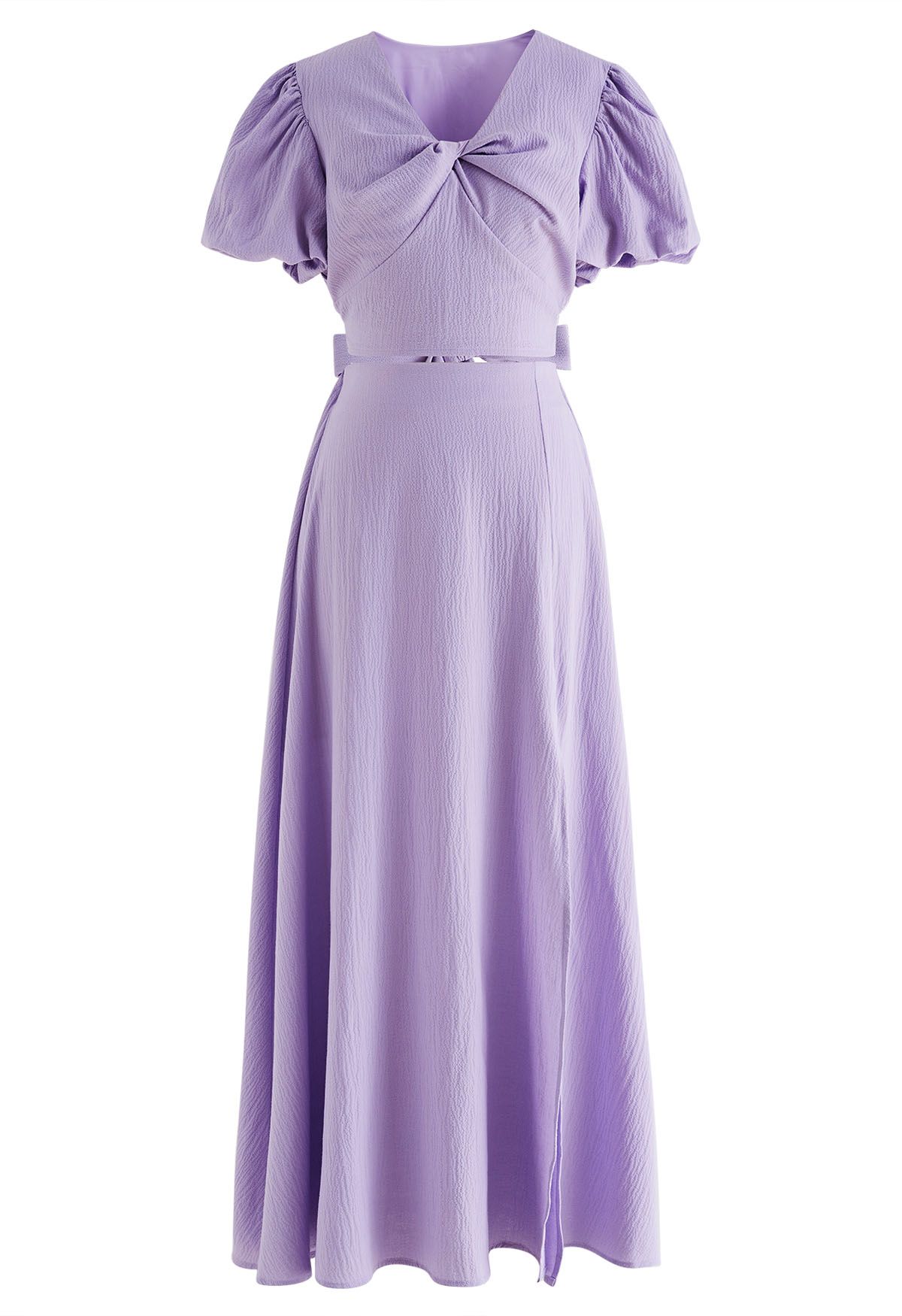 Twist V-Neck Crop Top and Maxi Skirt Set in Lilac