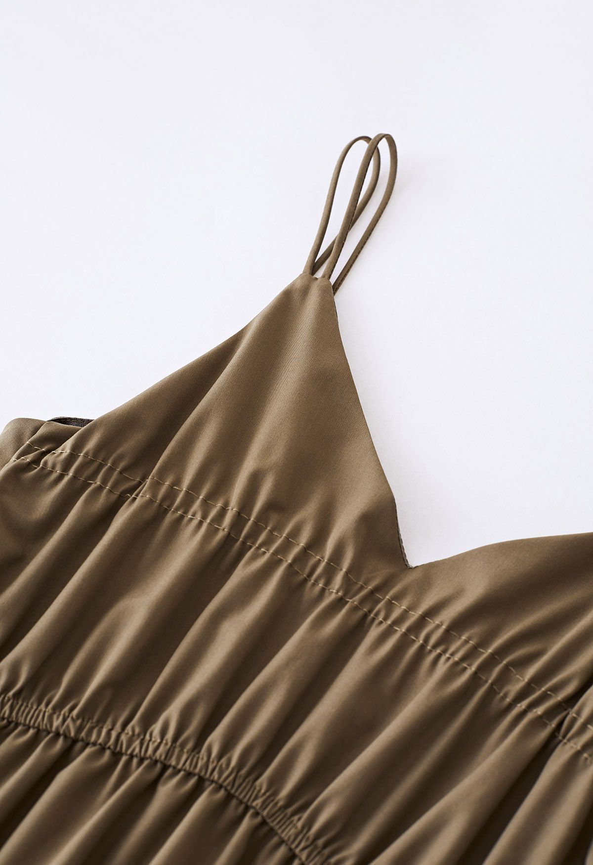 Double Straps Tie-Back Cami Dress in Brown