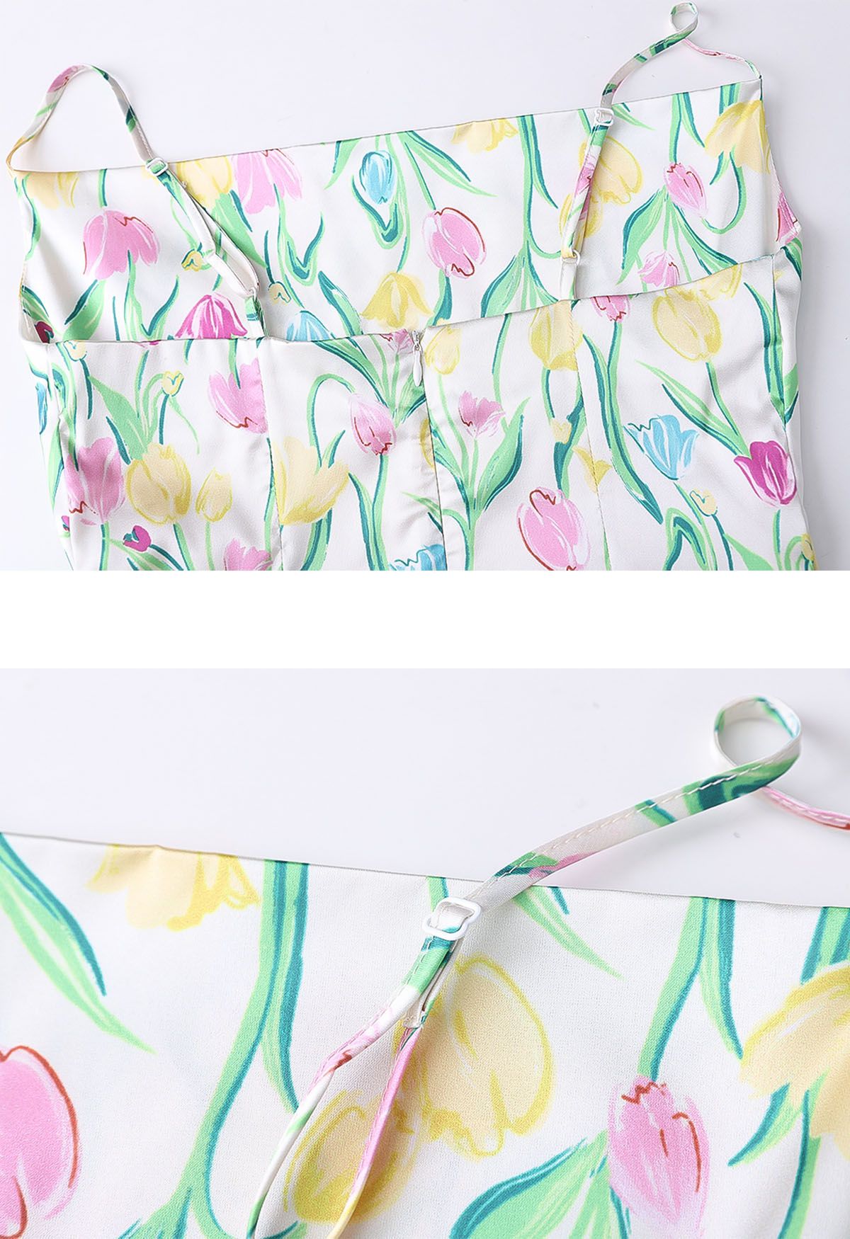 Watercolor Tulip Print Satin Cami Dress