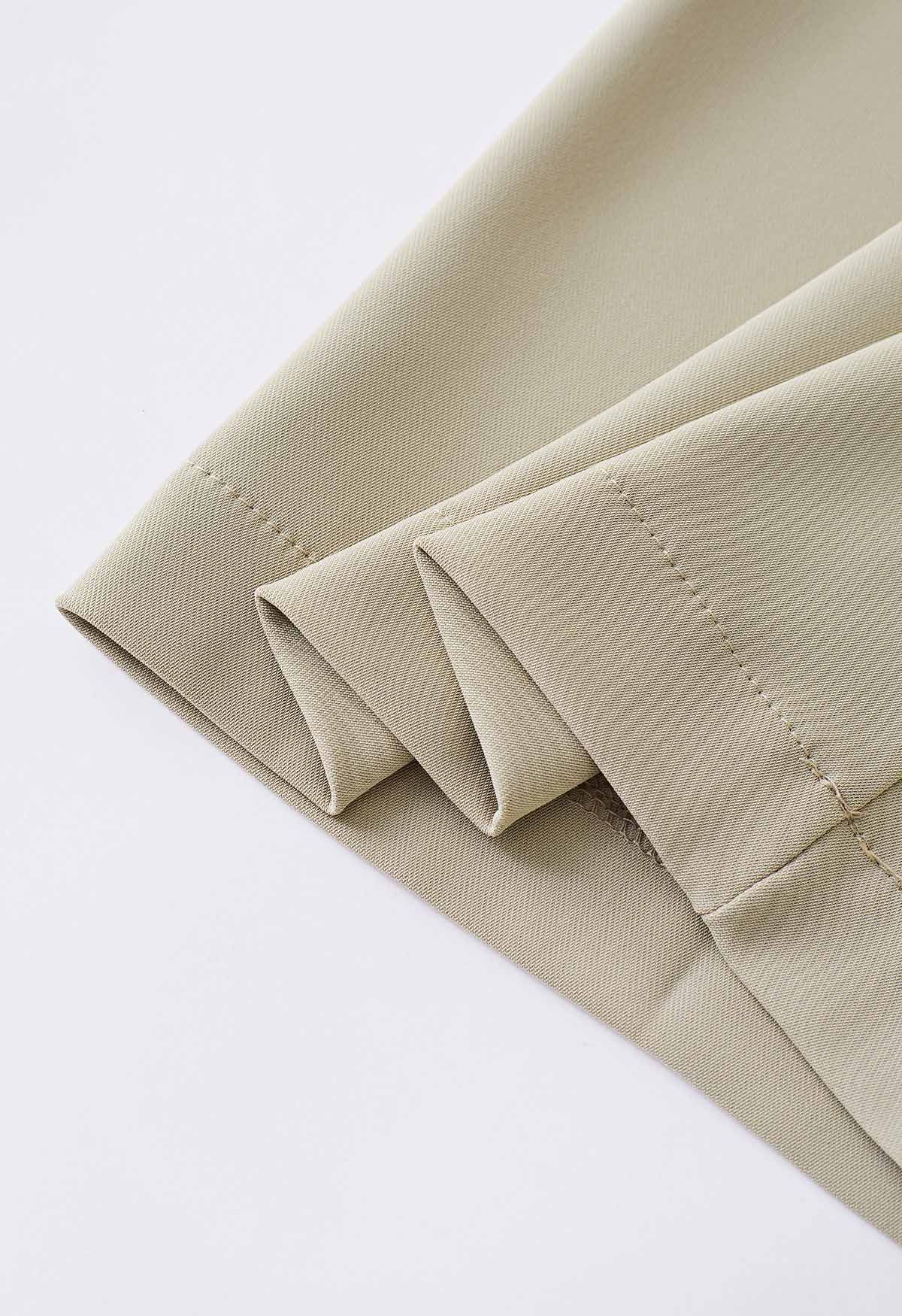 Smooth Satin Pull-On Pants in Light Tan