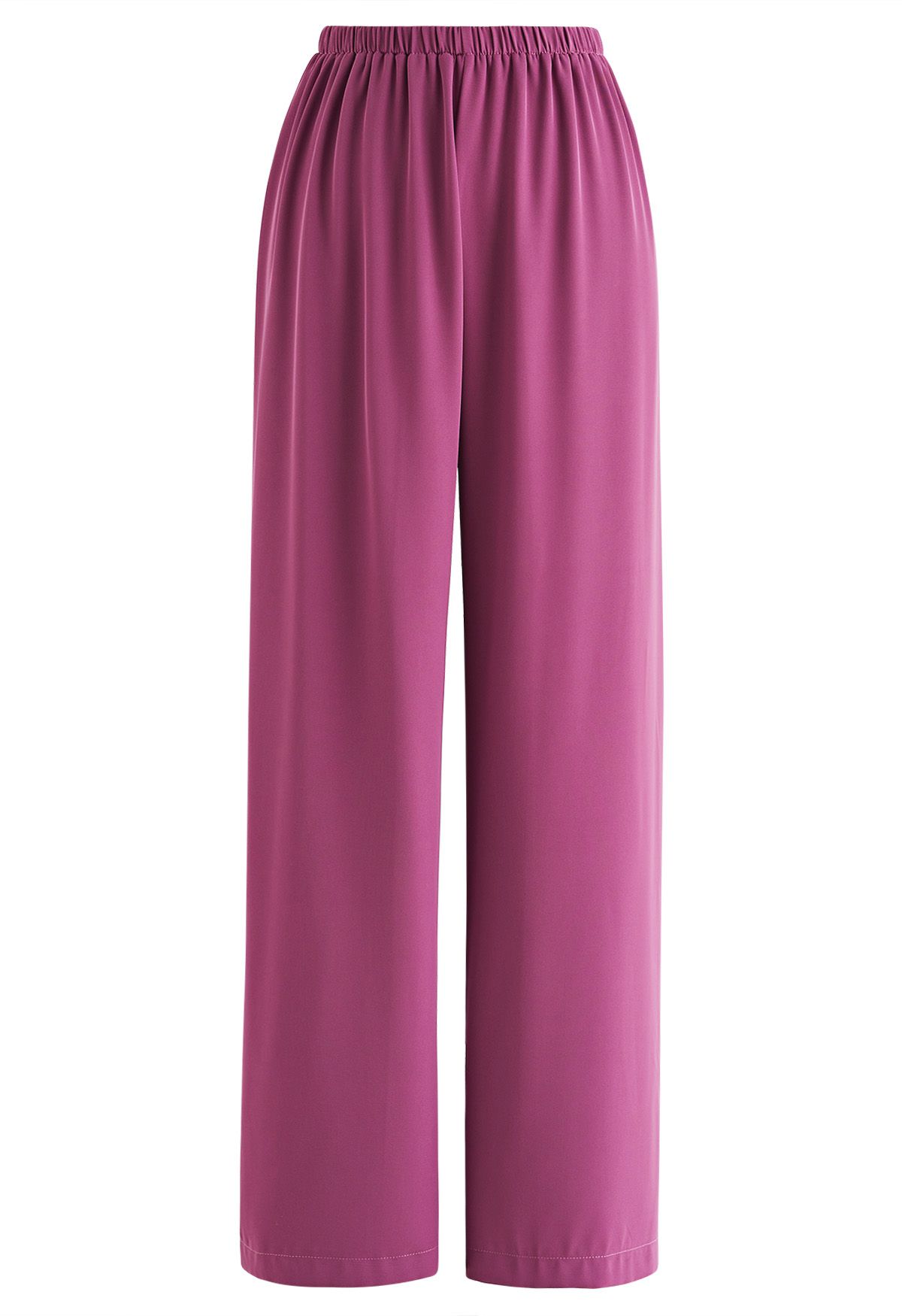 Smooth Satin Pull-On Pants in Magenta