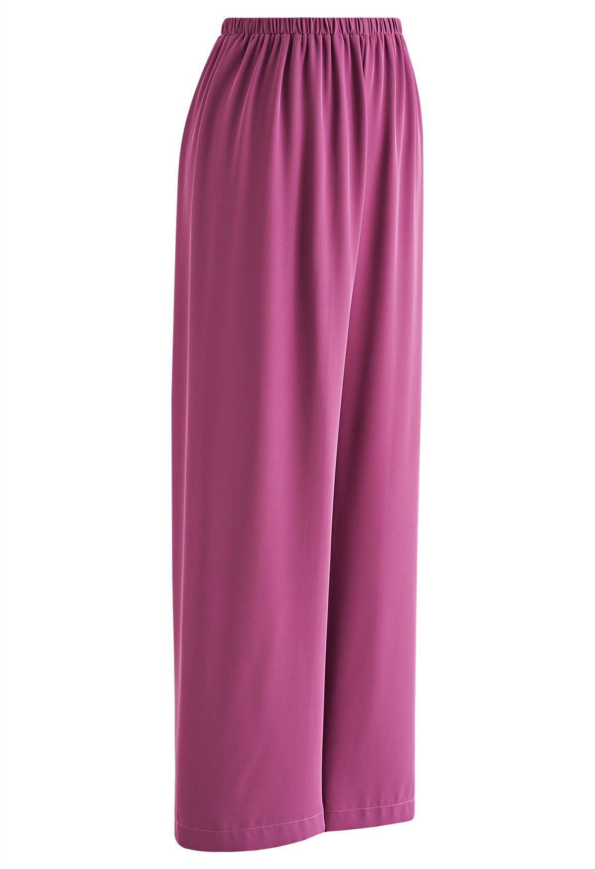 Smooth Satin Pull-On Pants in Magenta