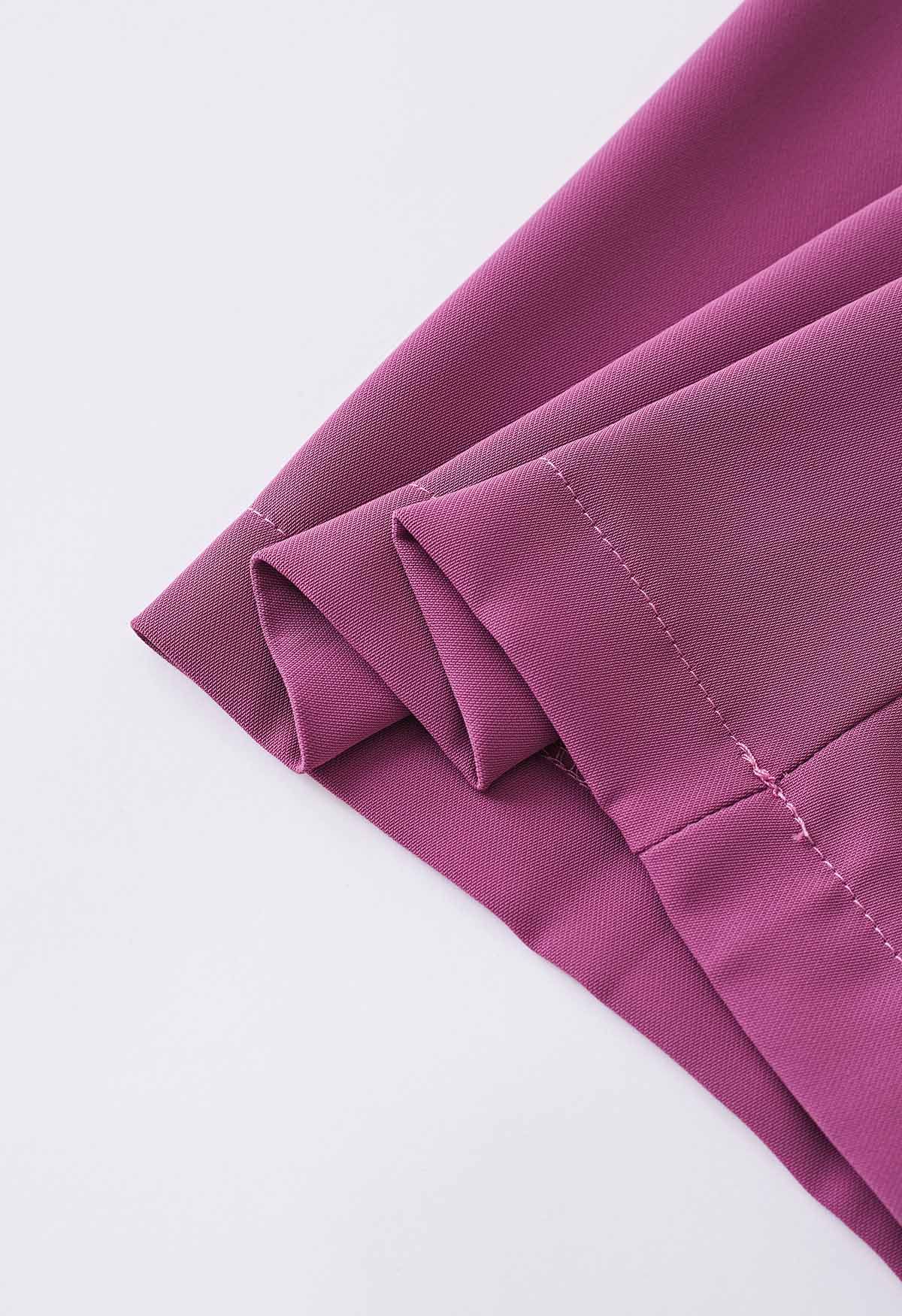 Smooth Satin Pull-On Pants in Magenta