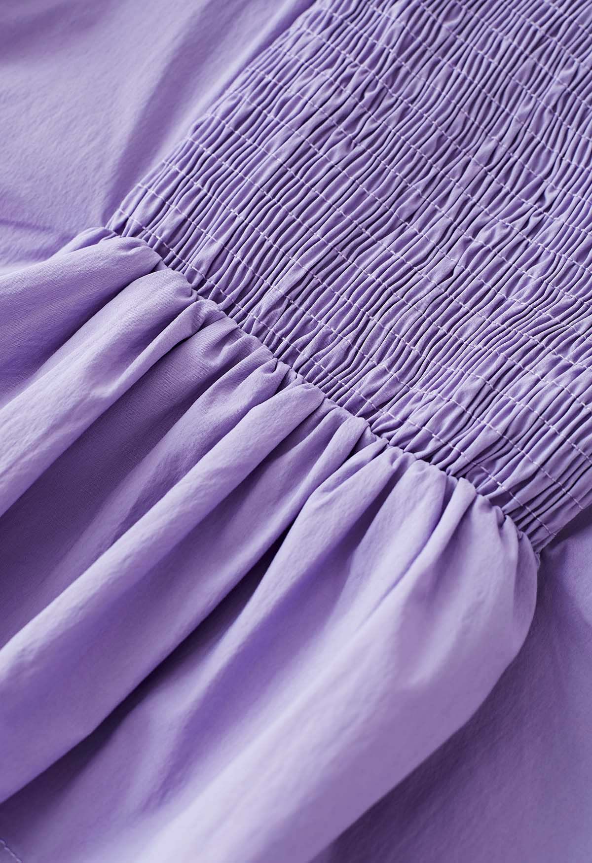 Off-Shoulder Tie-String Crop Top in Lilac