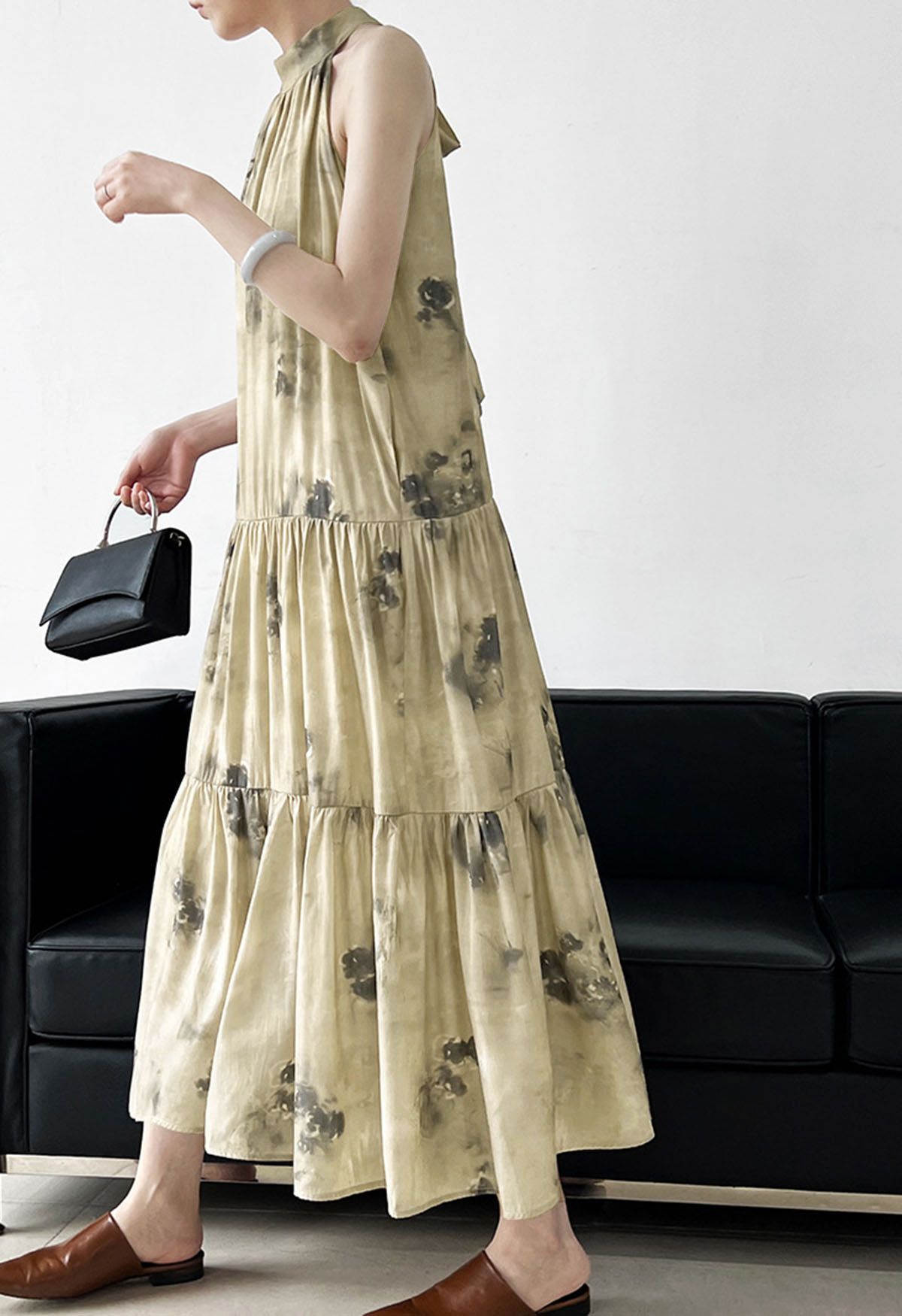 Smooth Ink Painting Halter Dress