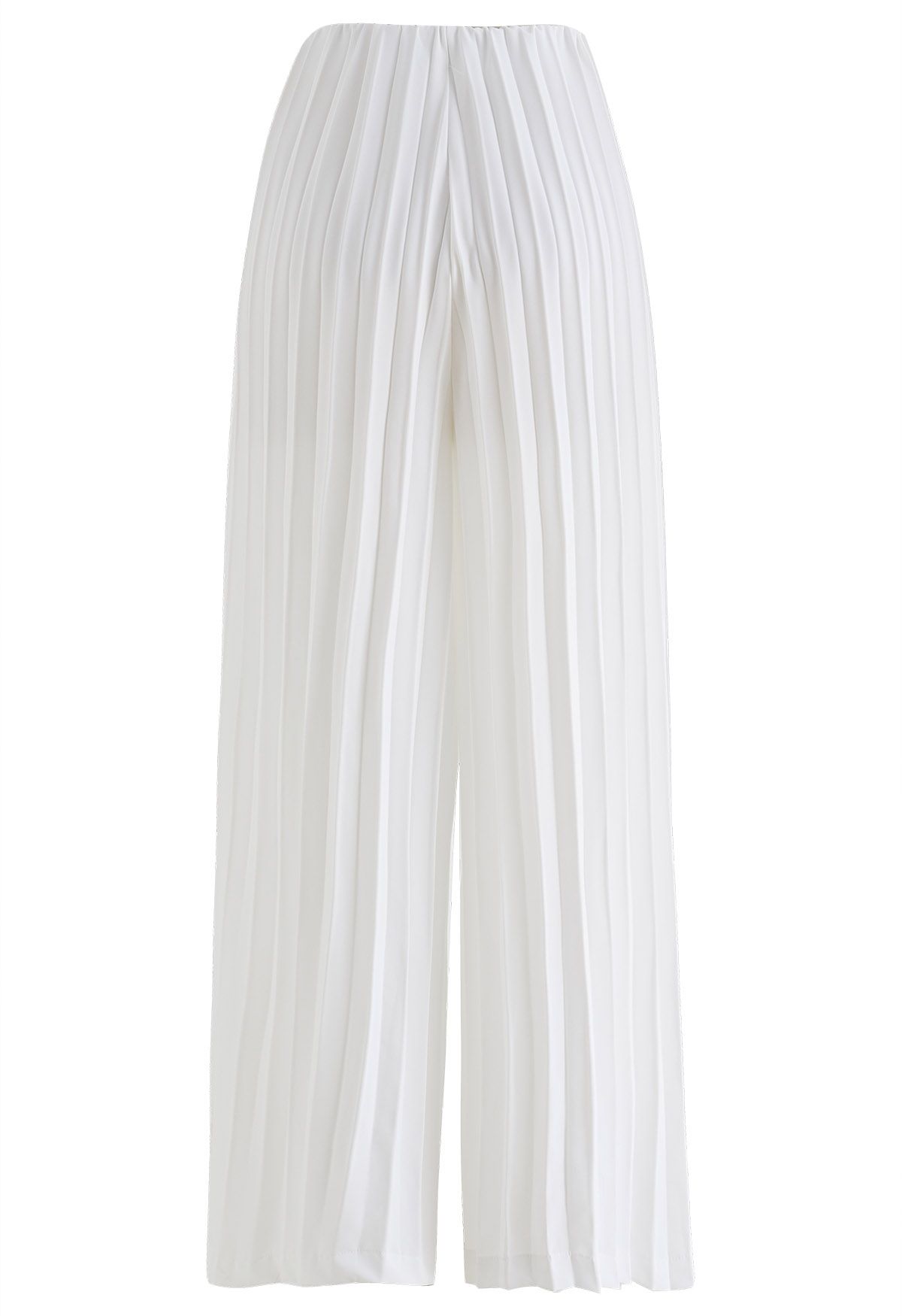 Full Pleated Wide-Leg Pants in White