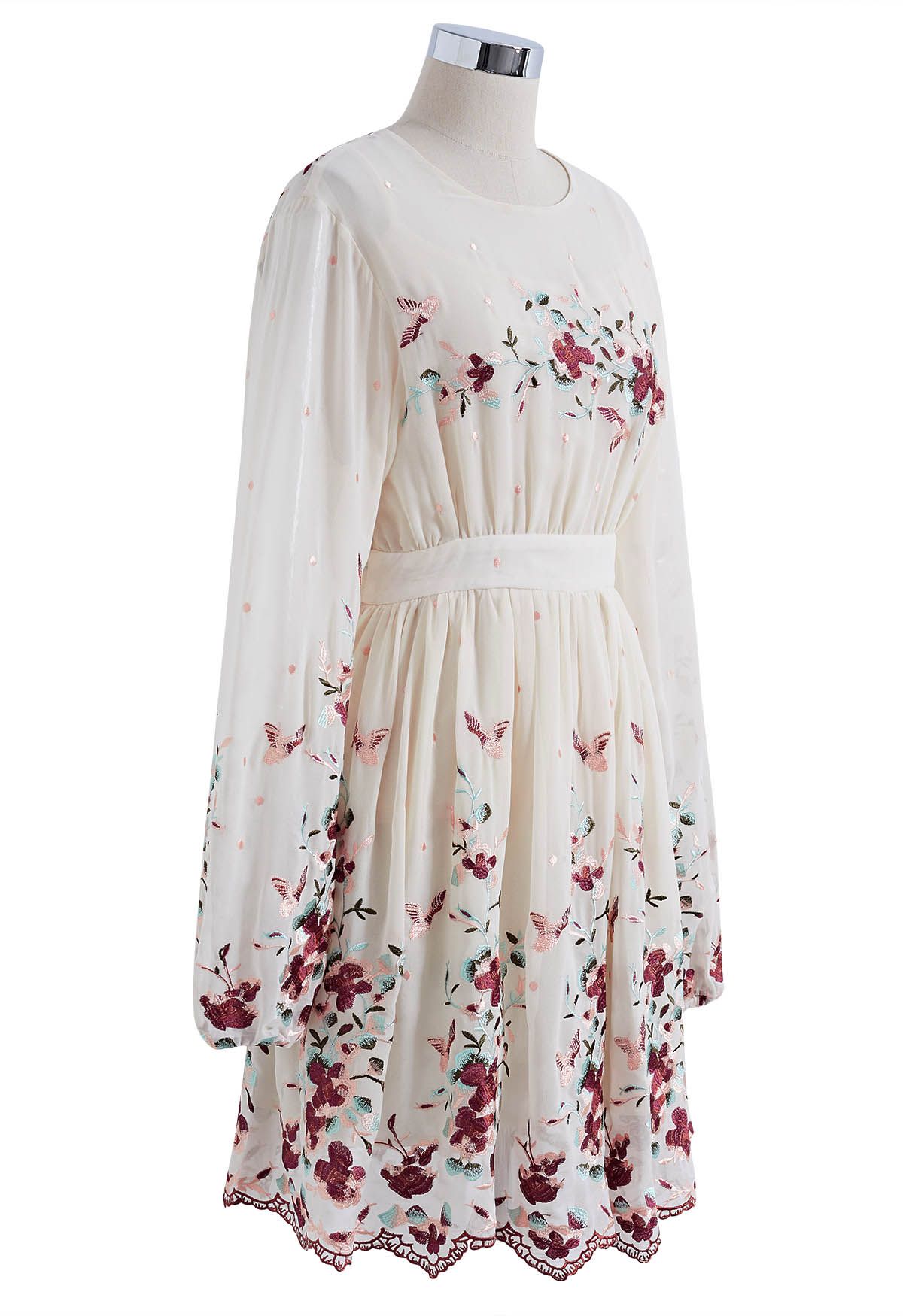 Floral Embroidery Tie Back Dress