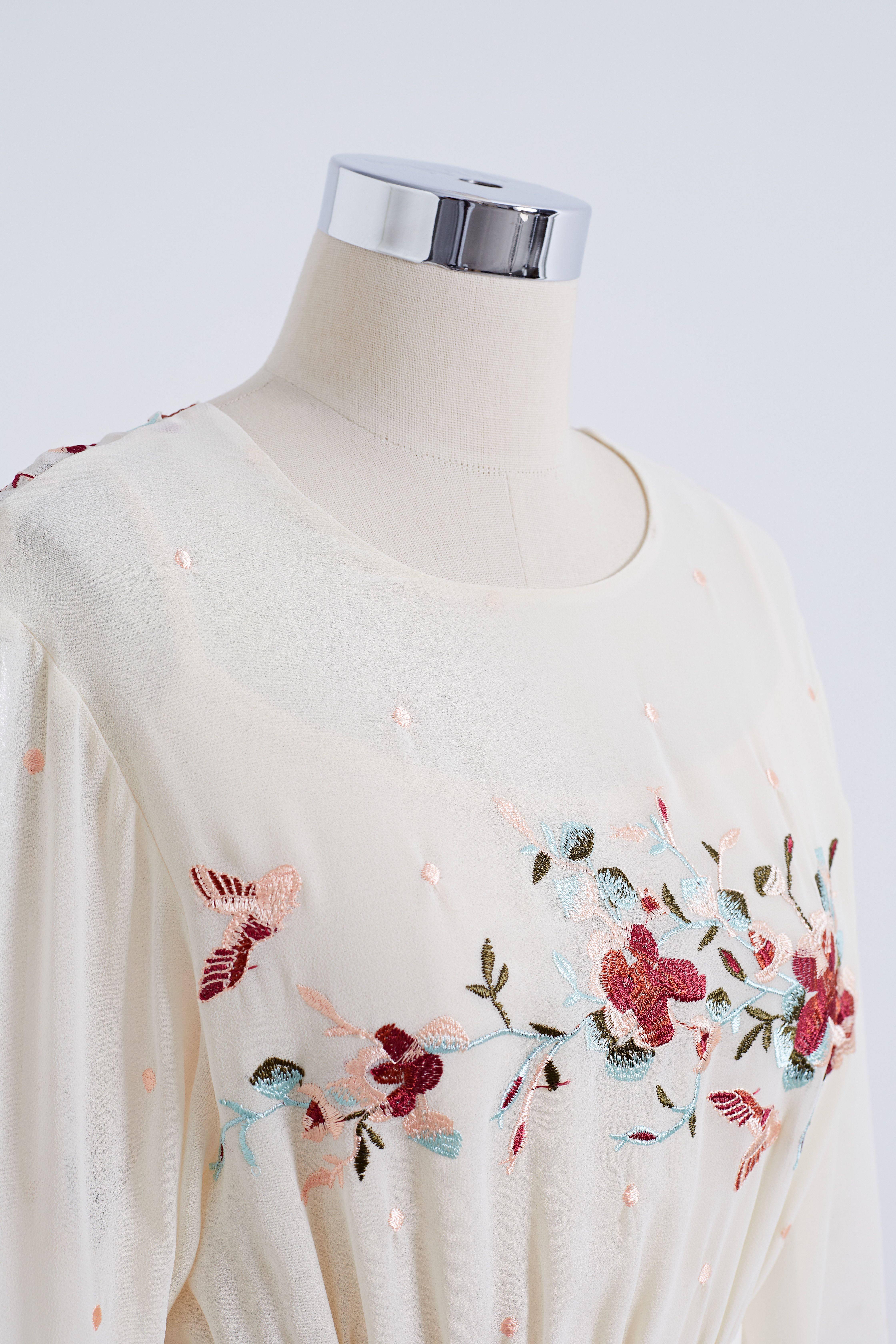 Floral Embroidery Tie Back Dress