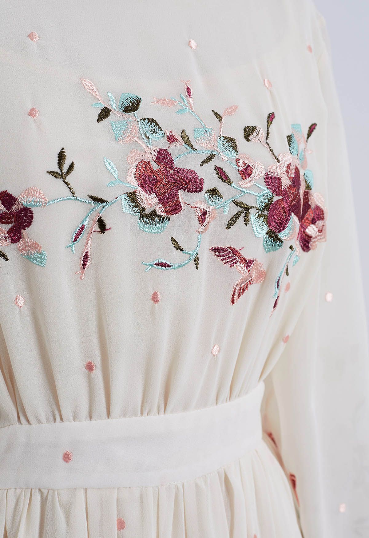 Floral Embroidery Tie Back Dress