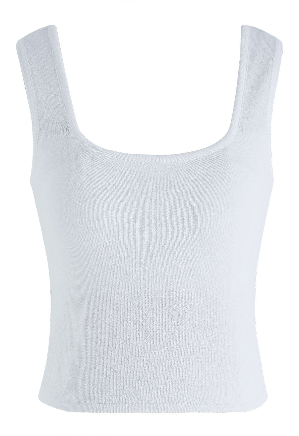 Crisscross Open Back Knit Tank Top in White