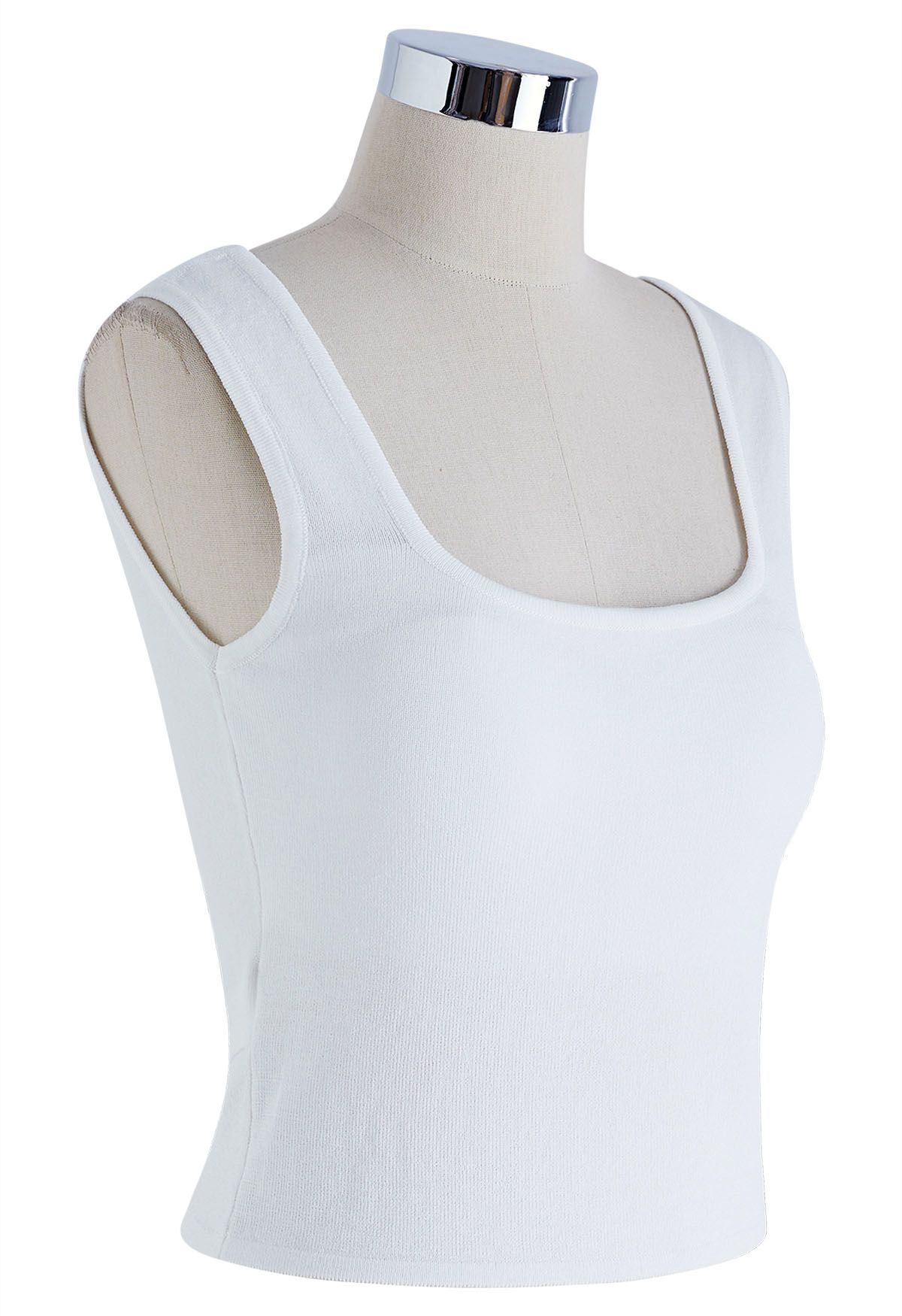 Crisscross Open Back Knit Tank Top in White