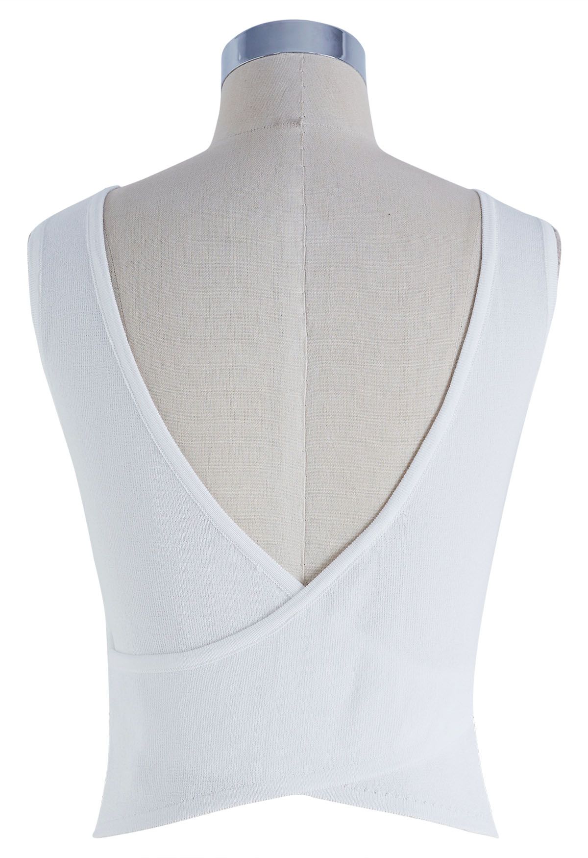 Crisscross Open Back Knit Tank Top in White