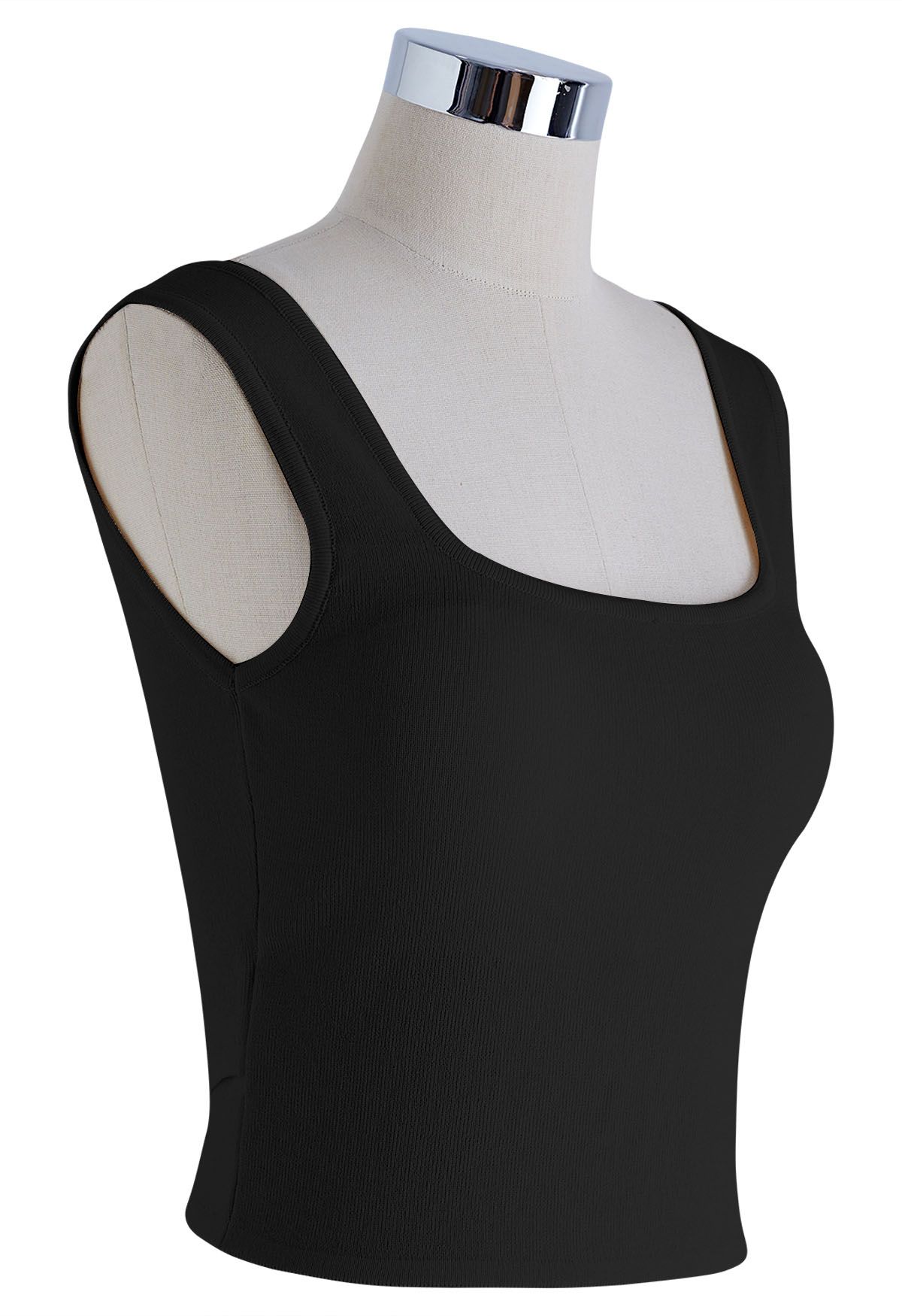 Crisscross Open Back Knit Tank Top in Black