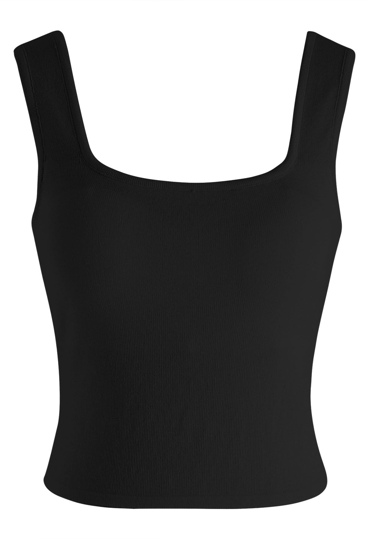 Crisscross Open Back Knit Tank Top in Black