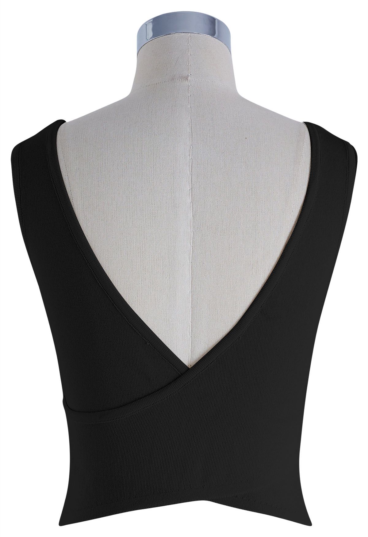 Crisscross Open Back Knit Tank Top in Black