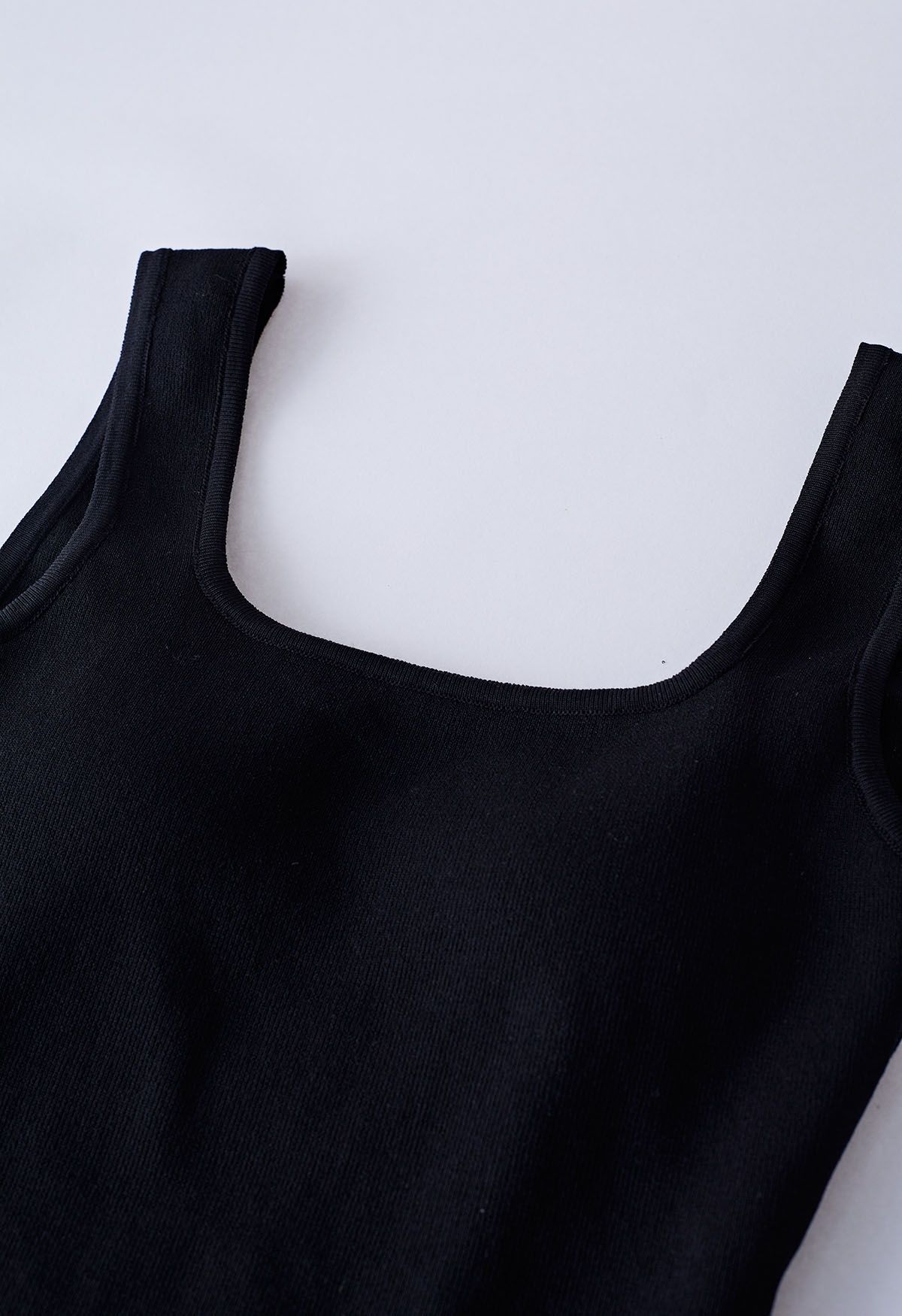 Crisscross Open Back Knit Tank Top in Black